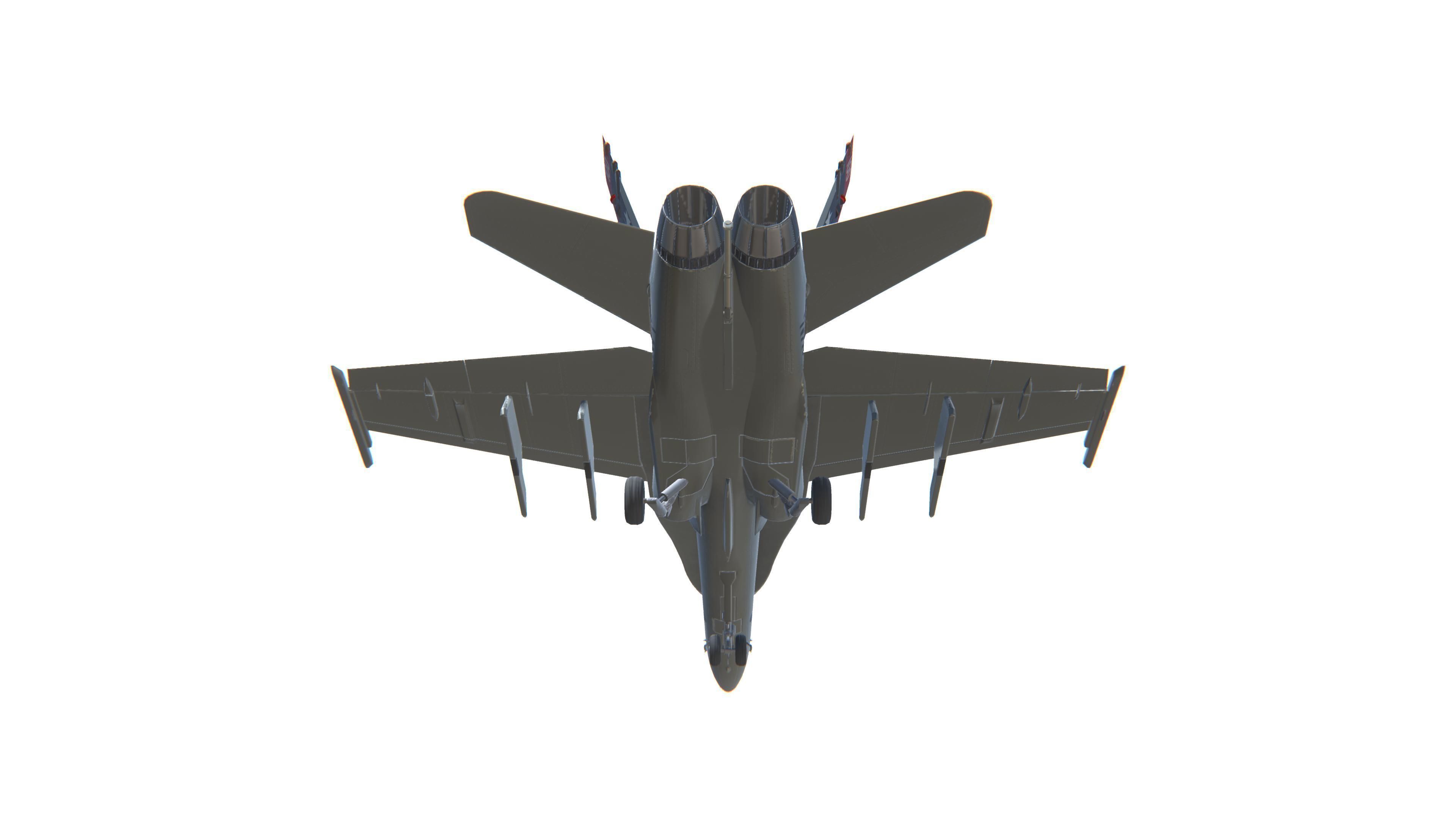 FA-18 Hornet Jet Fighter Aircraft Low-poly 3D model_15