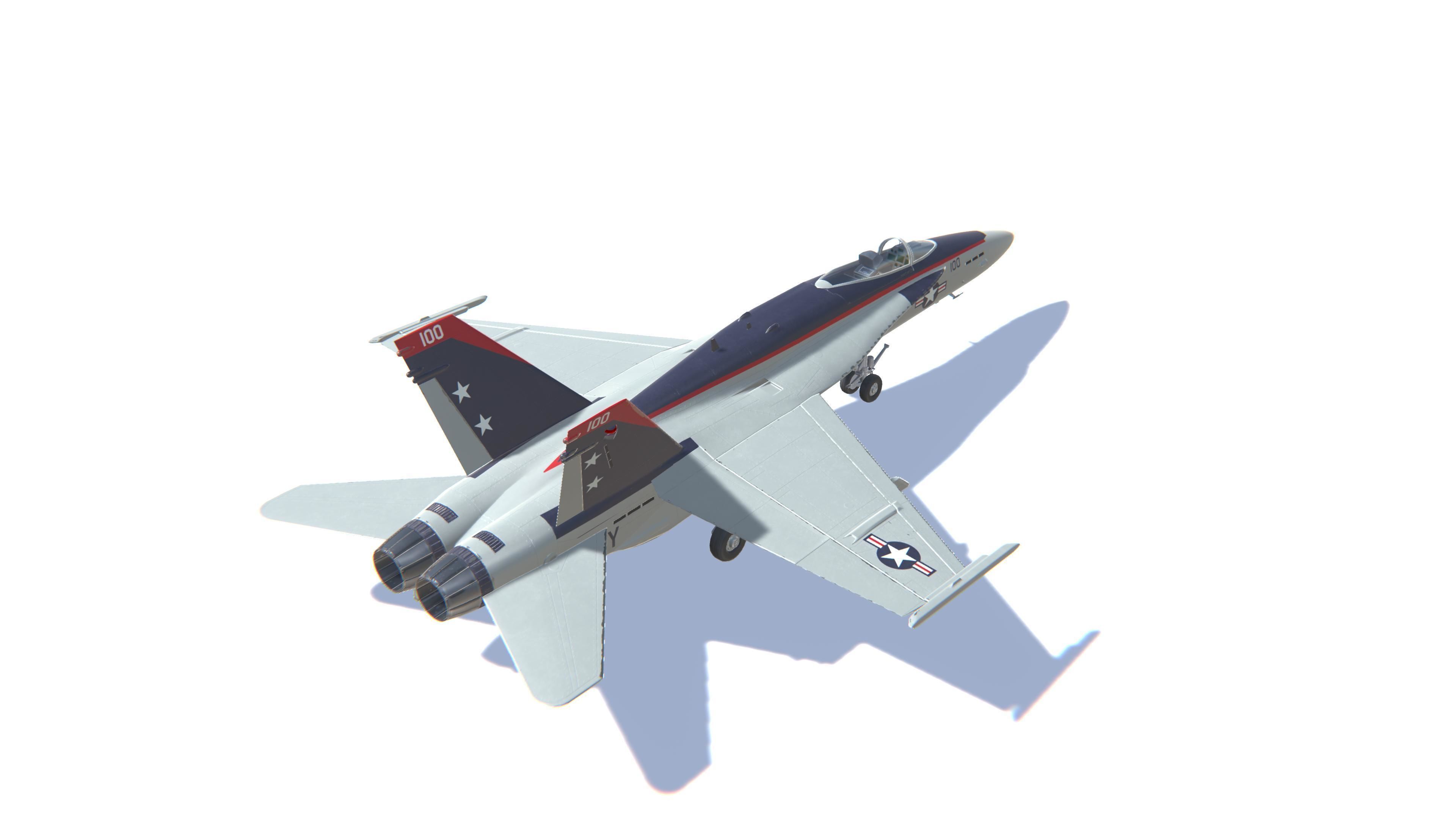 FA-18 Hornet Jet Fighter Aircraft Low-poly 3D model_5