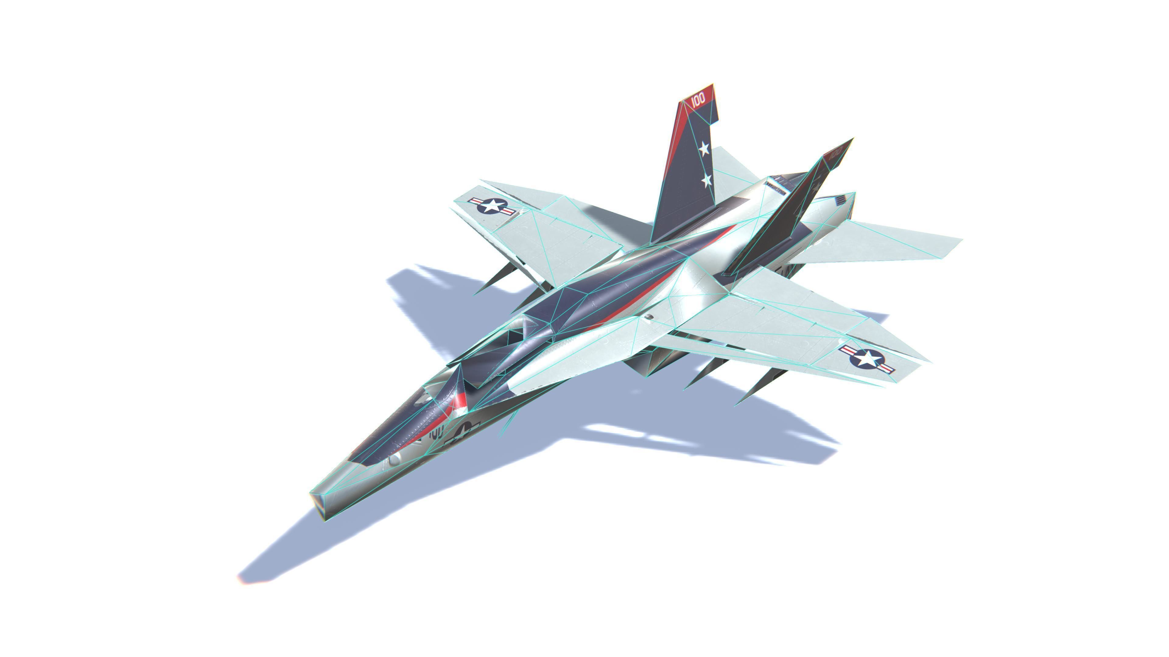 FA-18 Hornet Jet Fighter Aircraft Low-poly 3D model_29