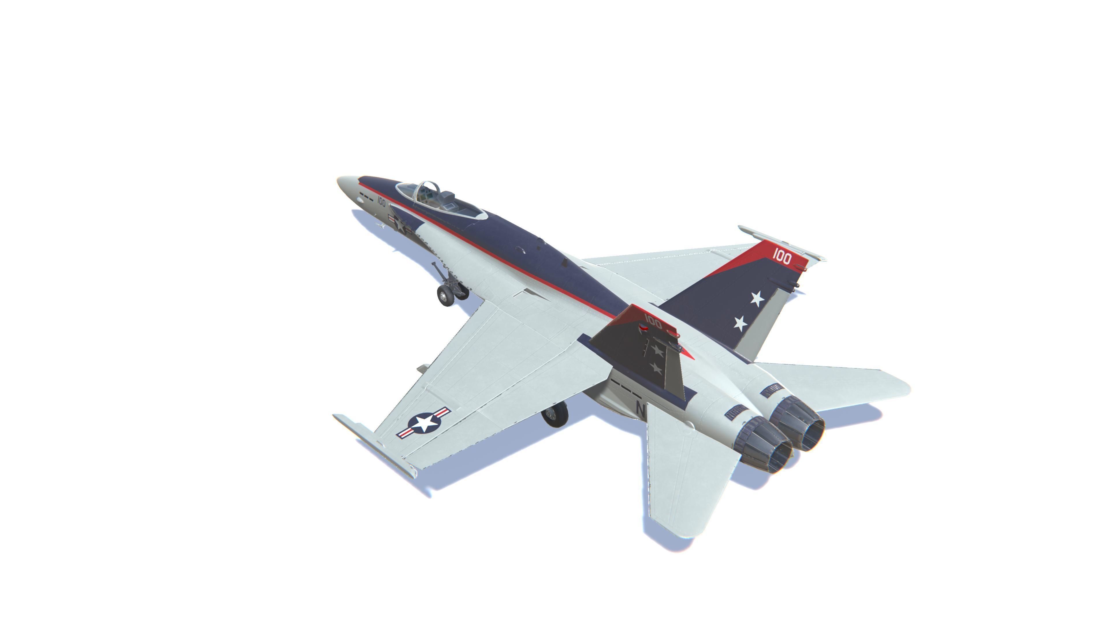 FA-18 Hornet Jet Fighter Aircraft Low-poly 3D model_7