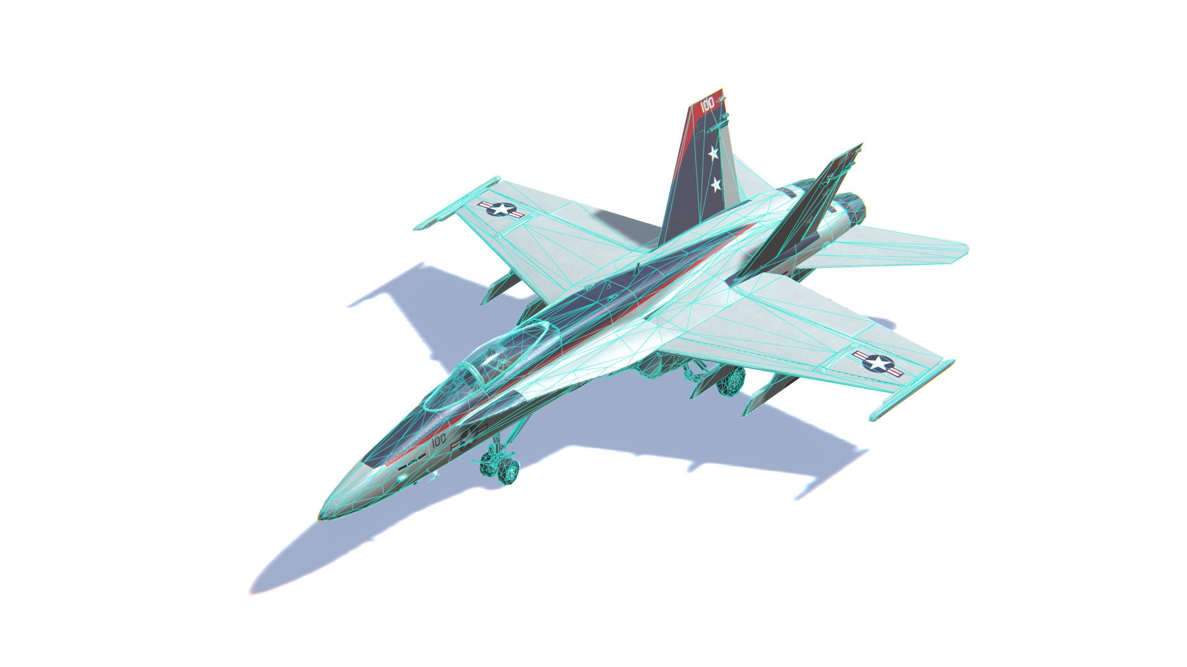 FA-18 Hornet Jet Fighter Aircraft Low-poly 3D model_27