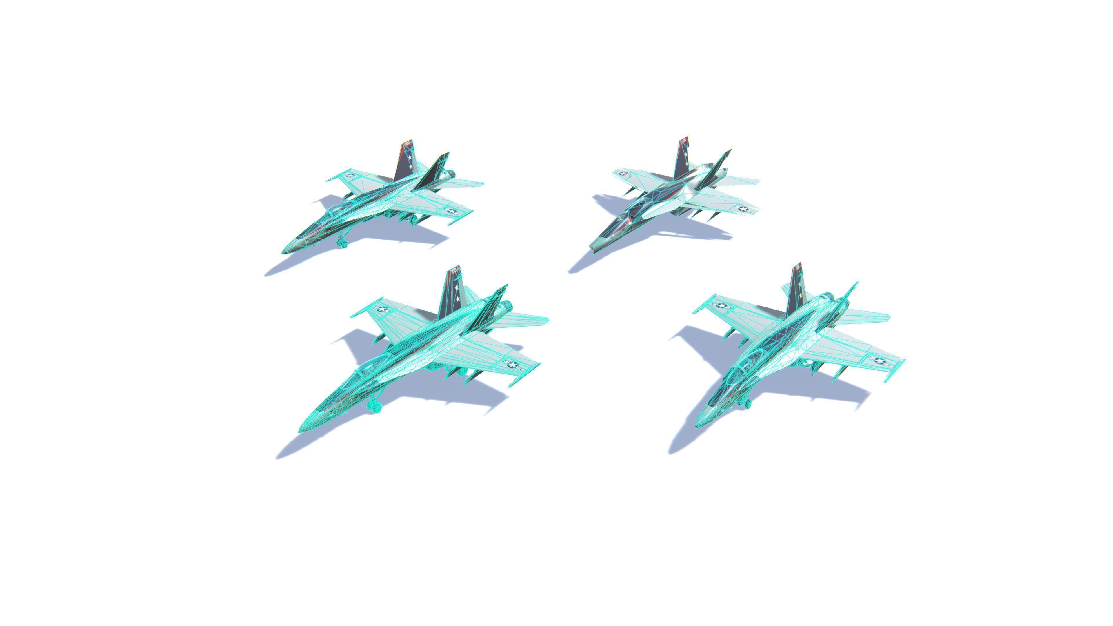 FA-18 Hornet Jet Fighter Aircraft Low-poly 3D model_25