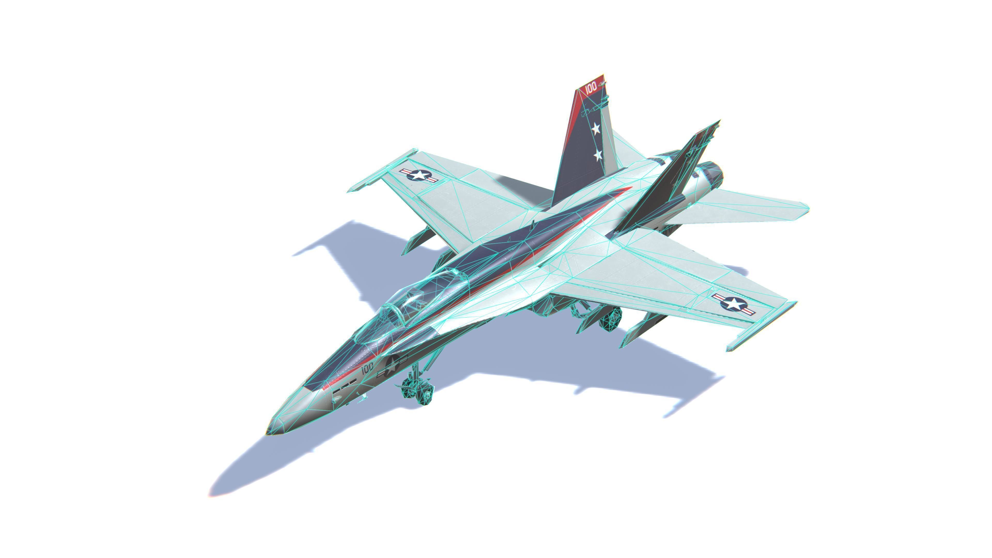 FA-18 Hornet Jet Fighter Aircraft Low-poly 3D model_28