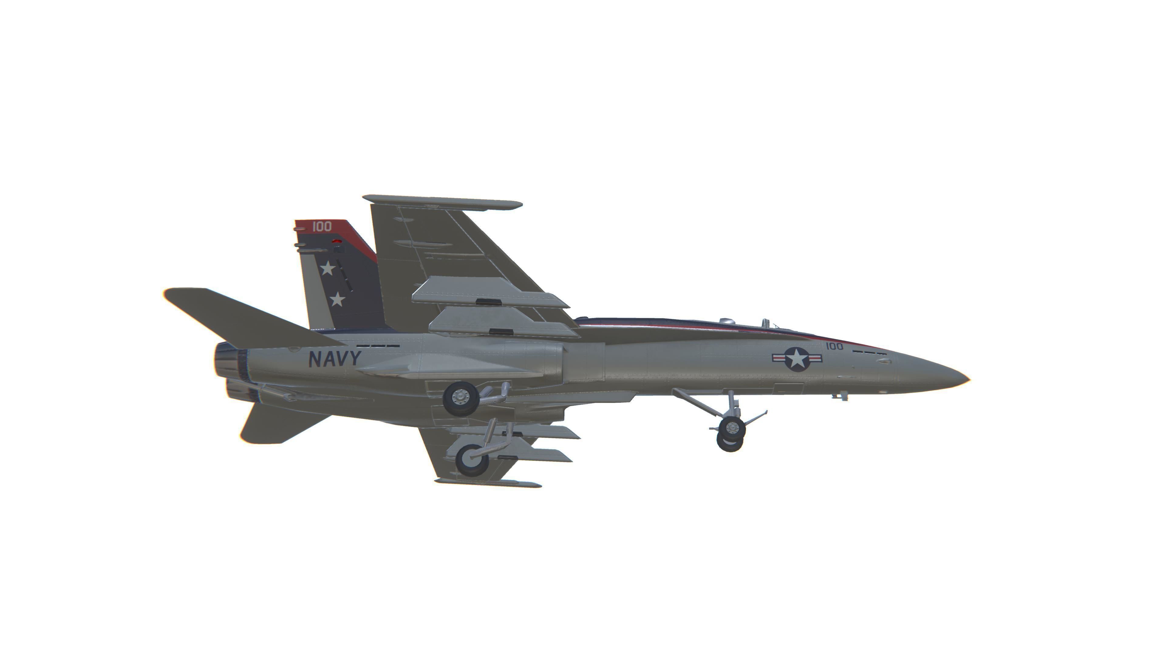 FA-18 Hornet Jet Fighter Aircraft Low-poly 3D model_13