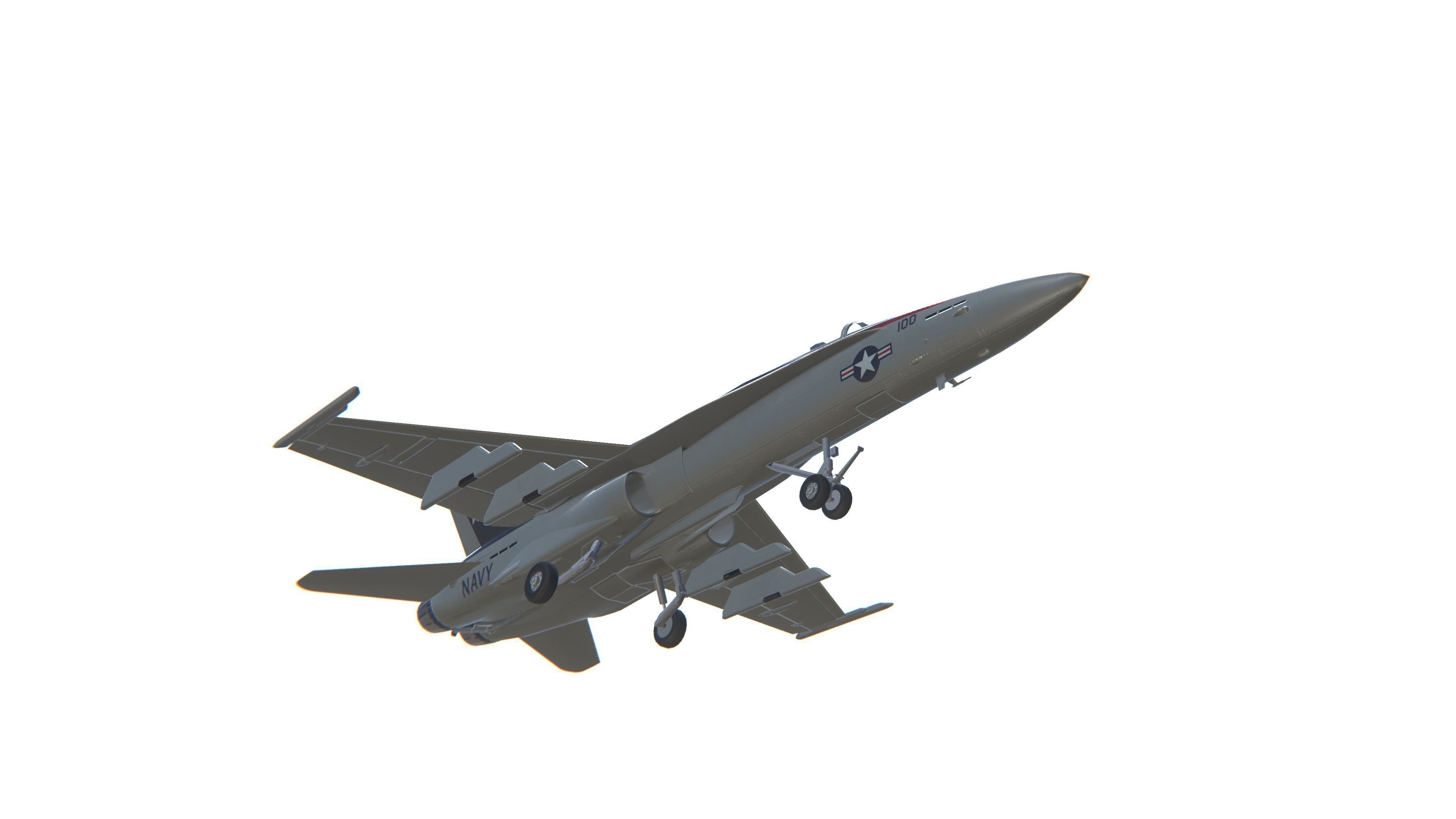 FA-18 Hornet Jet Fighter Aircraft Low-poly 3D model_12