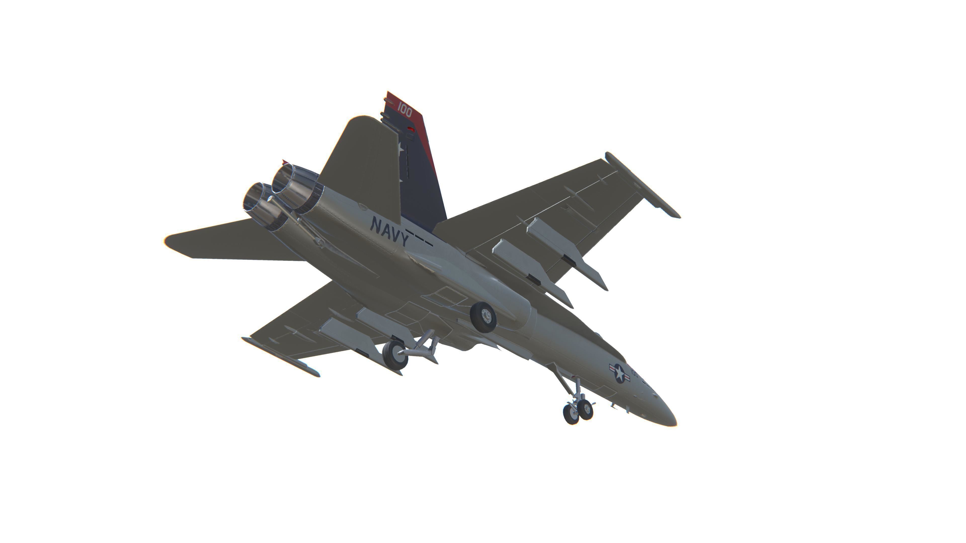 FA-18 Hornet Jet Fighter Aircraft Low-poly 3D model_14
