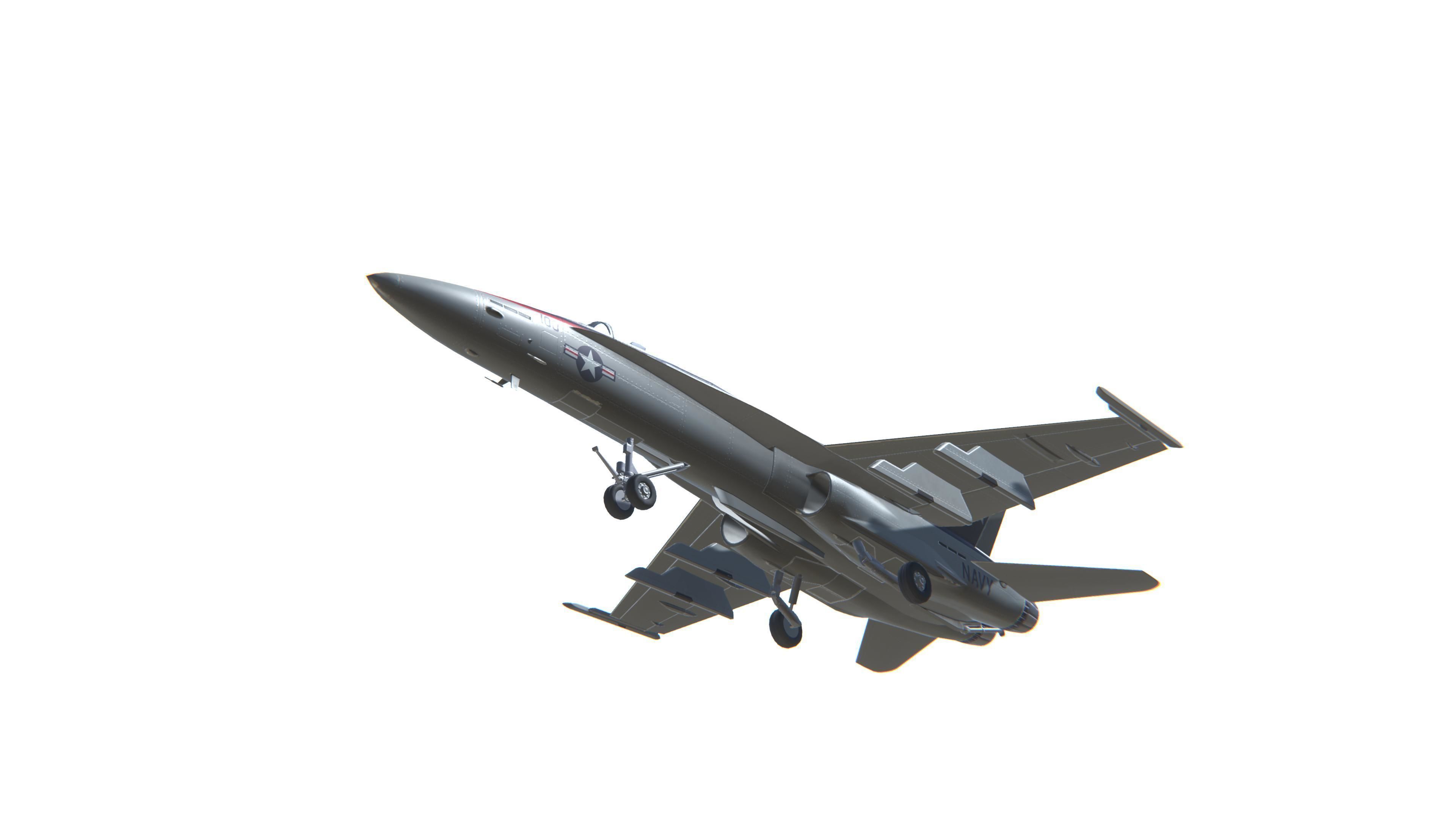 FA-18 Hornet Jet Fighter Aircraft Low-poly 3D model_10