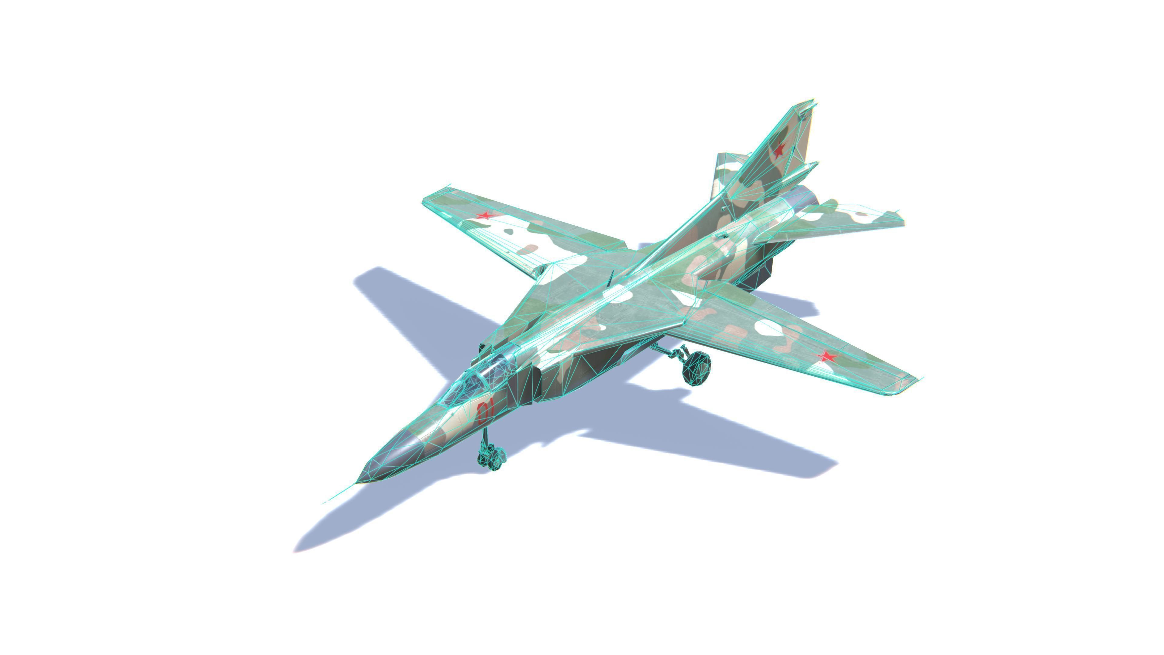 MIG-23 Flogger Jet Fighter Aircraft Low-poly 3D model_28