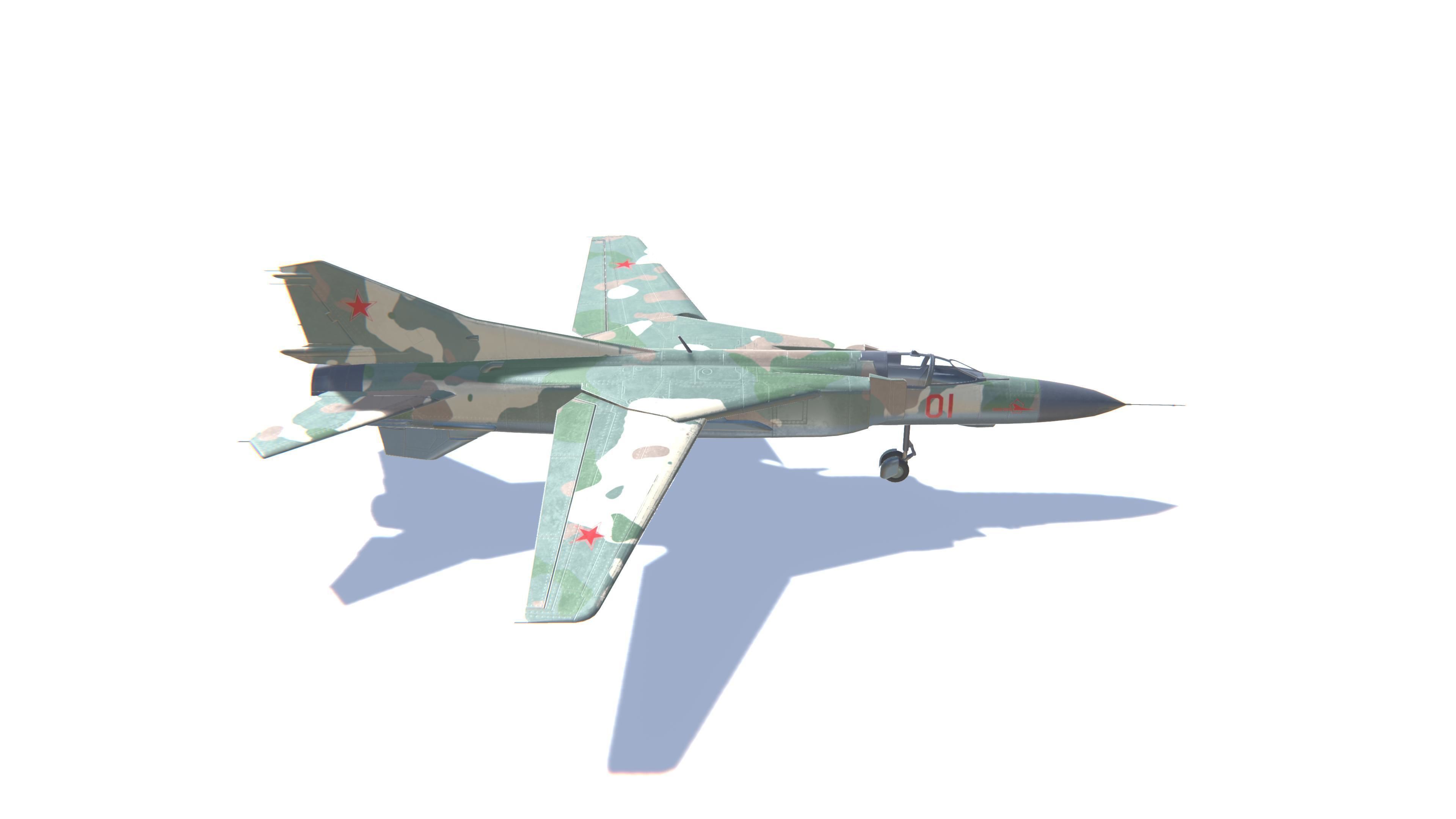 MIG-23 Flogger Jet Fighter Aircraft Low-poly 3D model_4