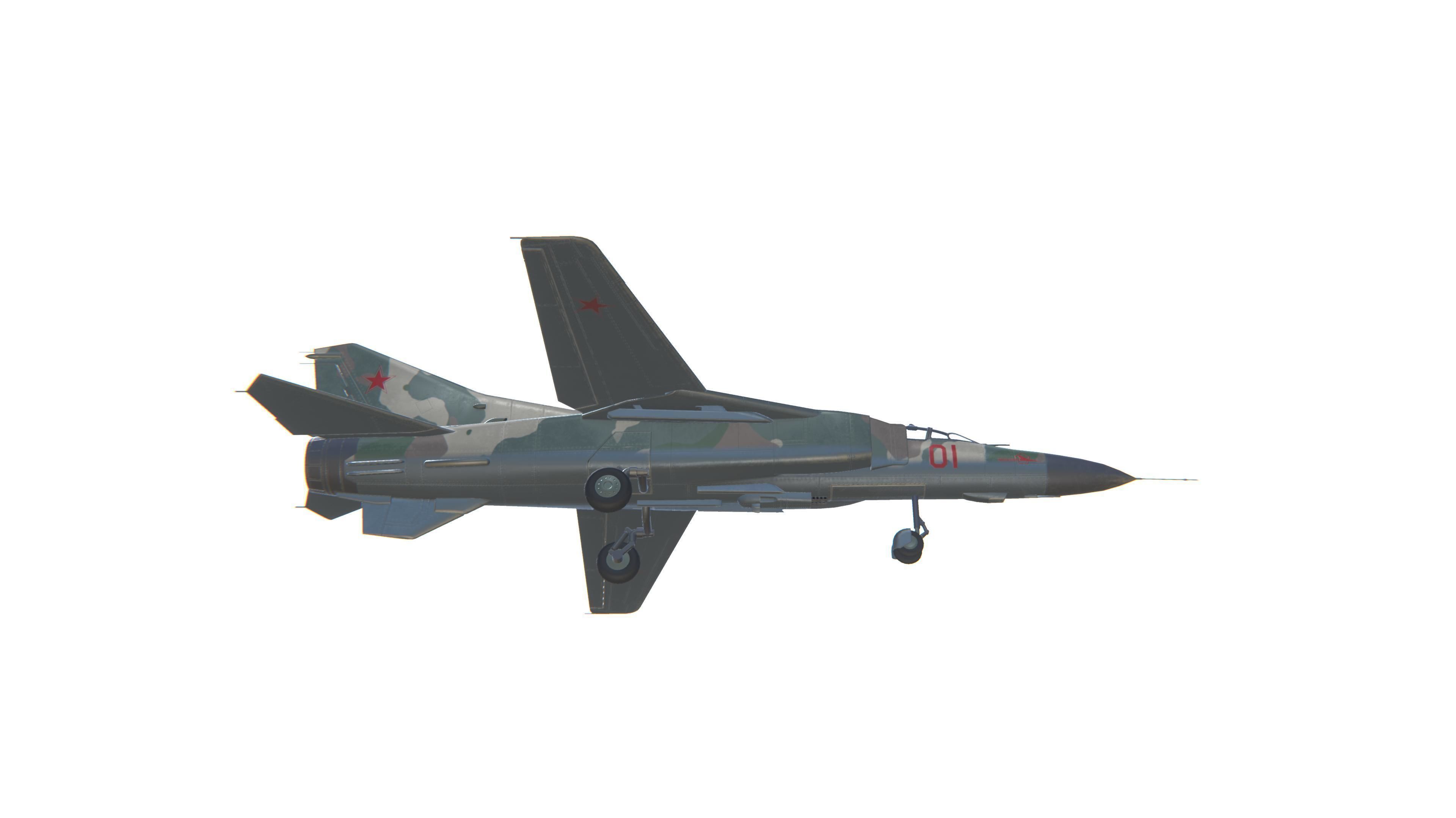 MIG-23 Flogger Jet Fighter Aircraft Low-poly 3D model_13