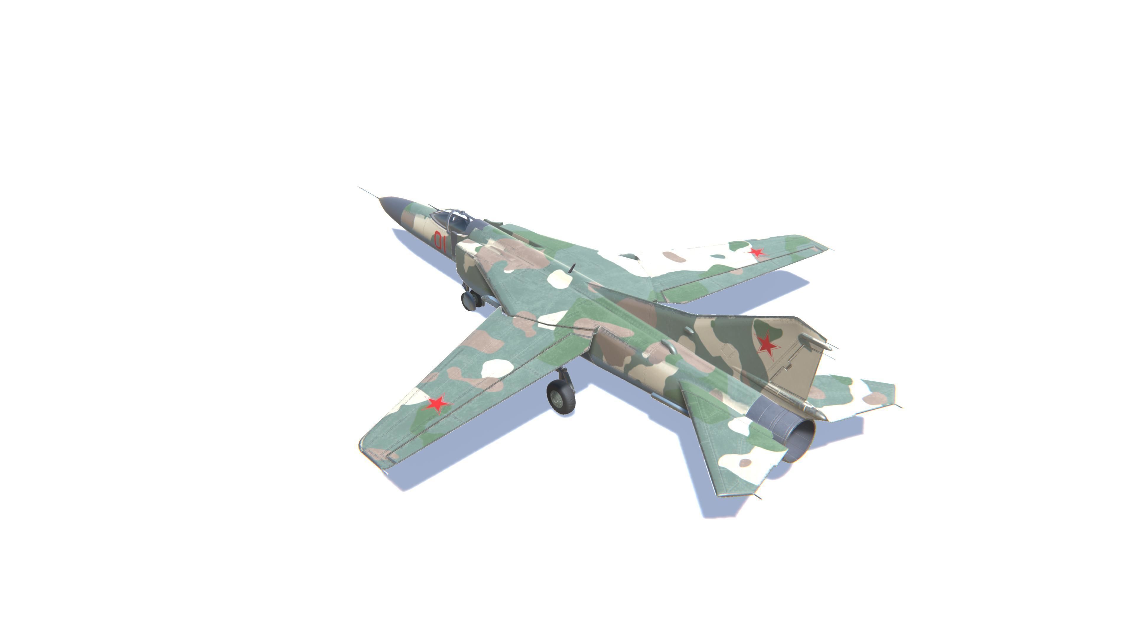 MIG-23 Flogger Jet Fighter Aircraft Low-poly 3D model_7