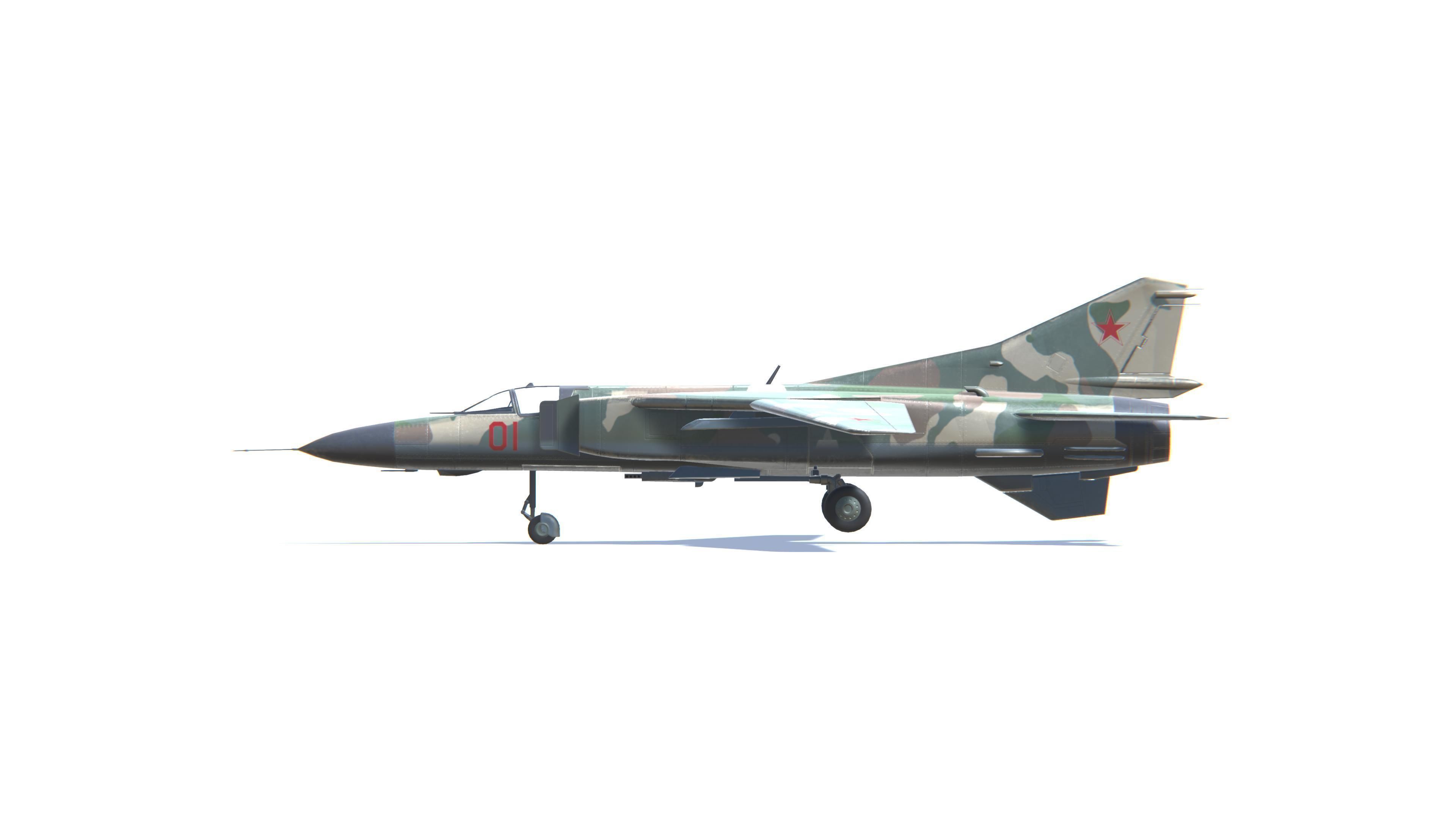 MIG-23 Flogger Jet Fighter Aircraft Low-poly 3D model_21