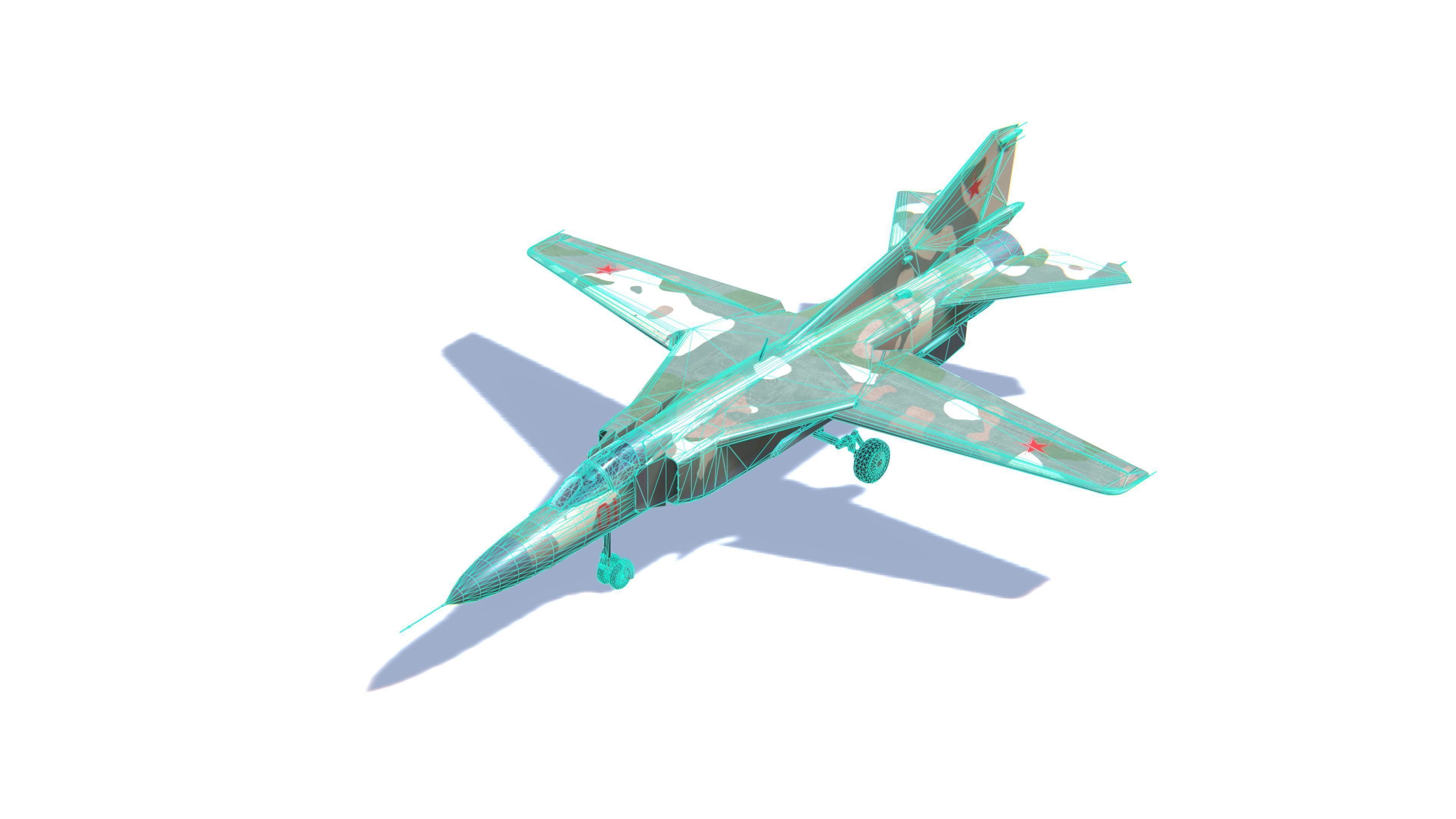 MIG-23 Flogger Jet Fighter Aircraft Low-poly 3D model_26