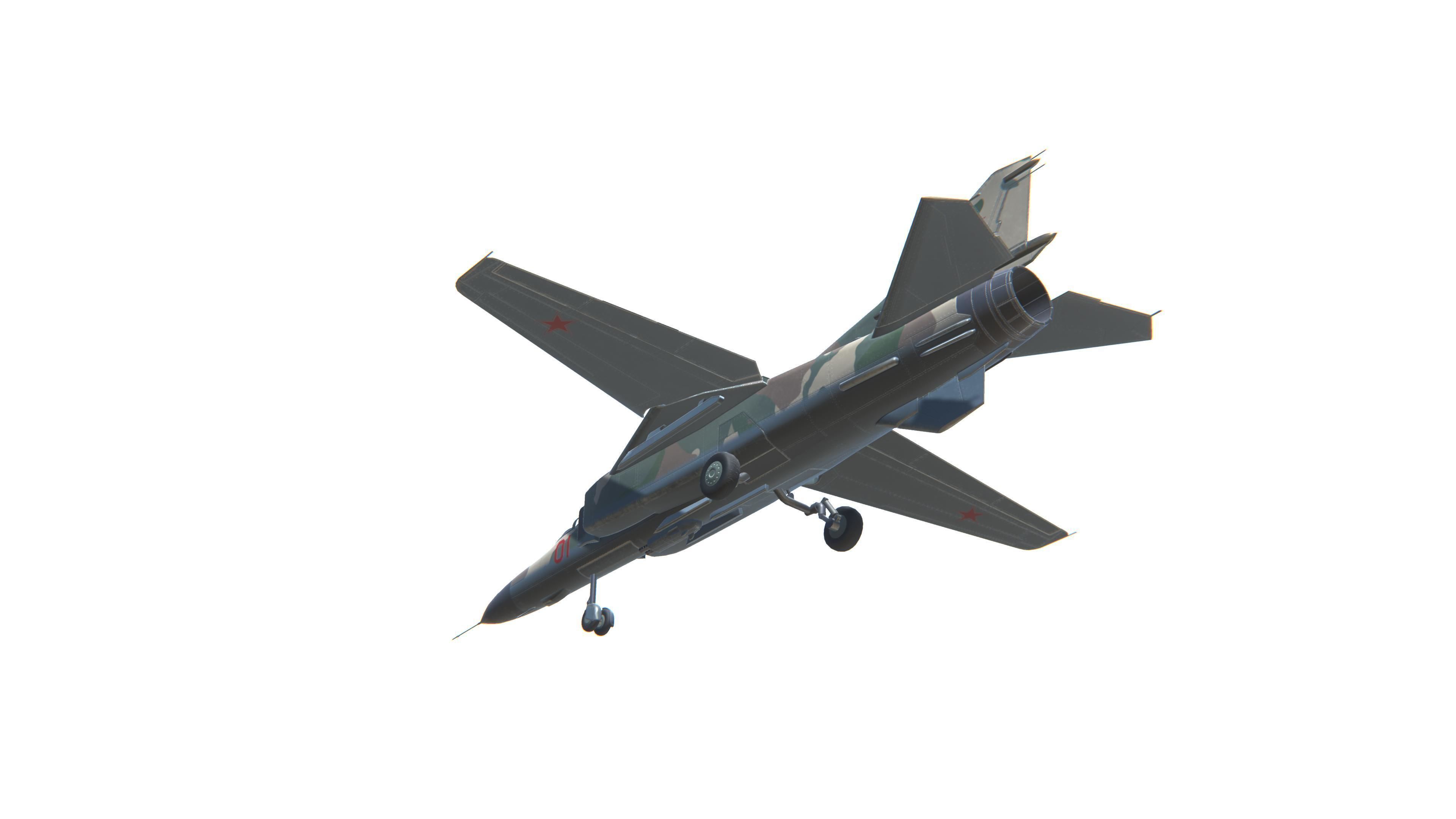 MIG-23 Flogger Jet Fighter Aircraft Low-poly 3D model_16