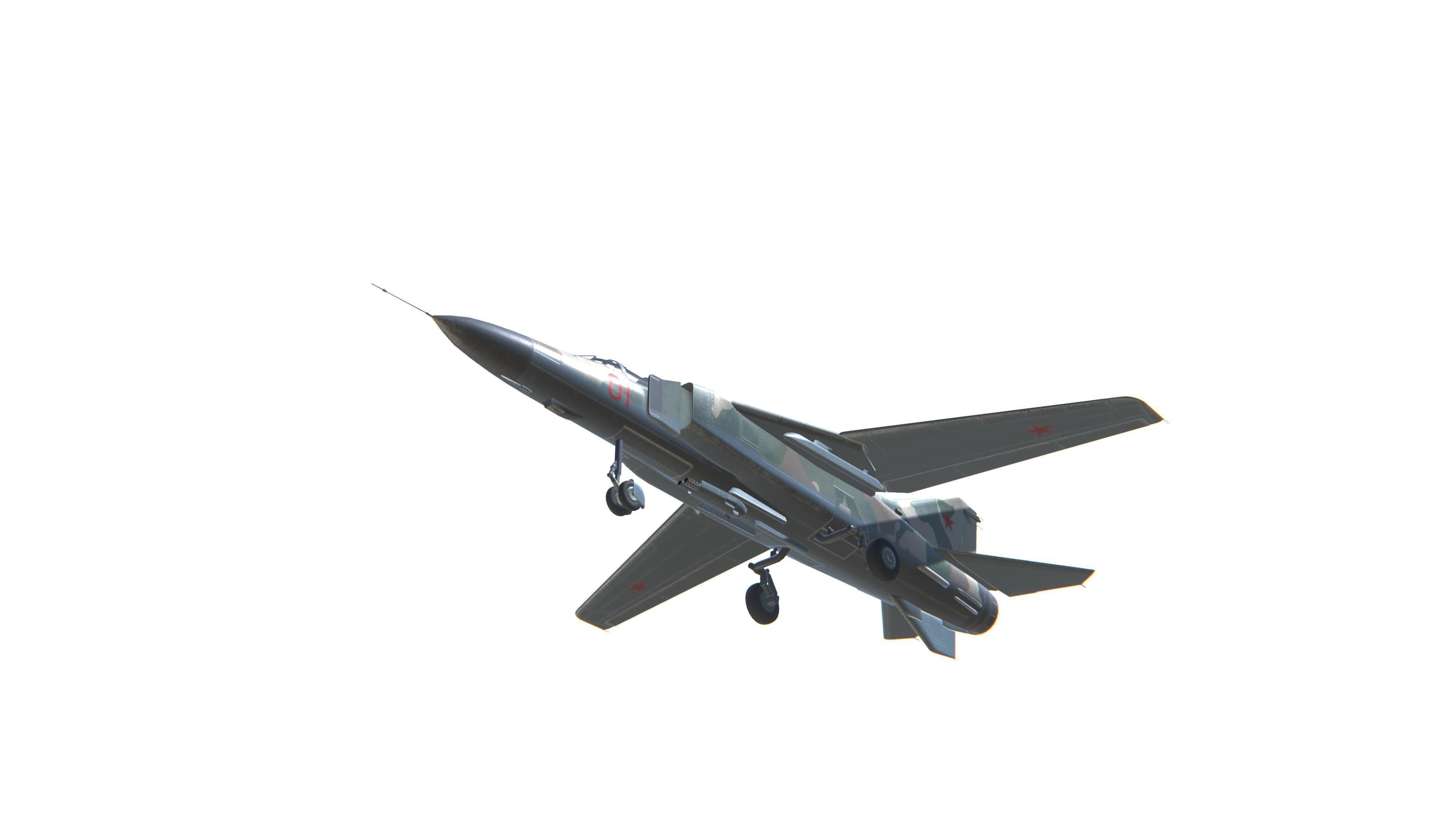 MIG-23 Flogger Jet Fighter Aircraft Low-poly 3D model_10