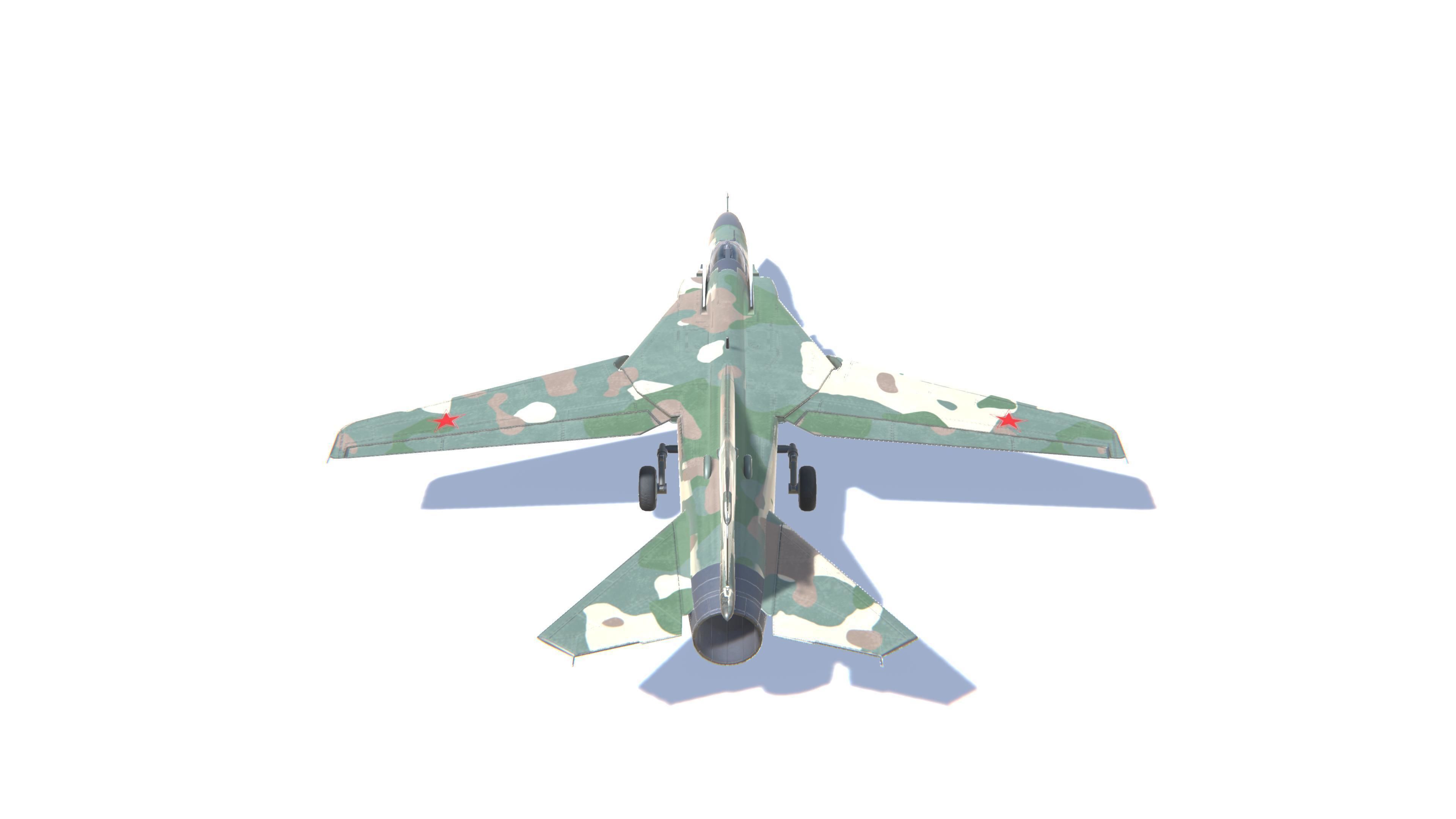 MIG-23 Flogger Jet Fighter Aircraft Low-poly 3D model_6