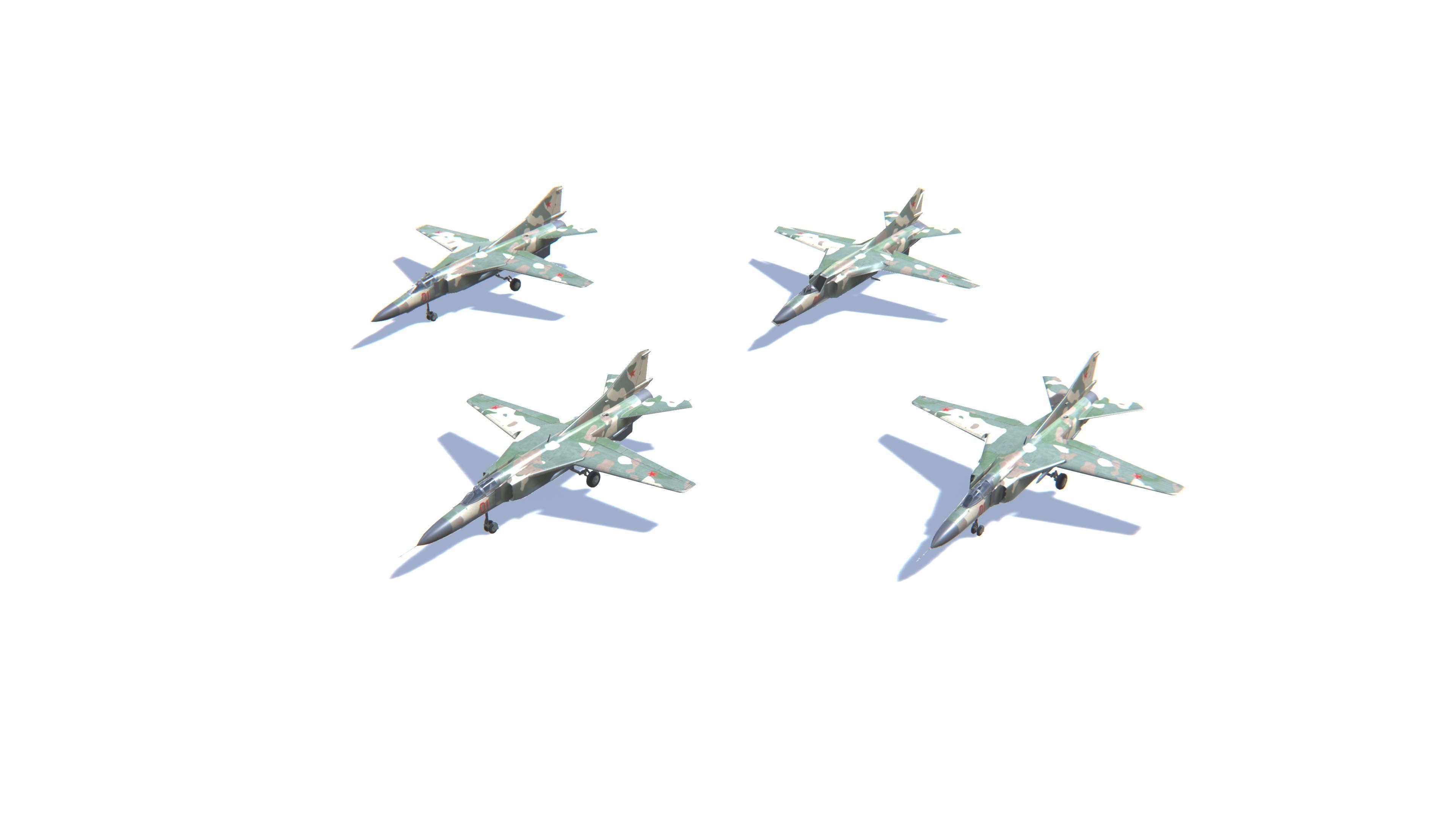 MIG-23 Flogger Jet Fighter Aircraft Low-poly 3D model_24