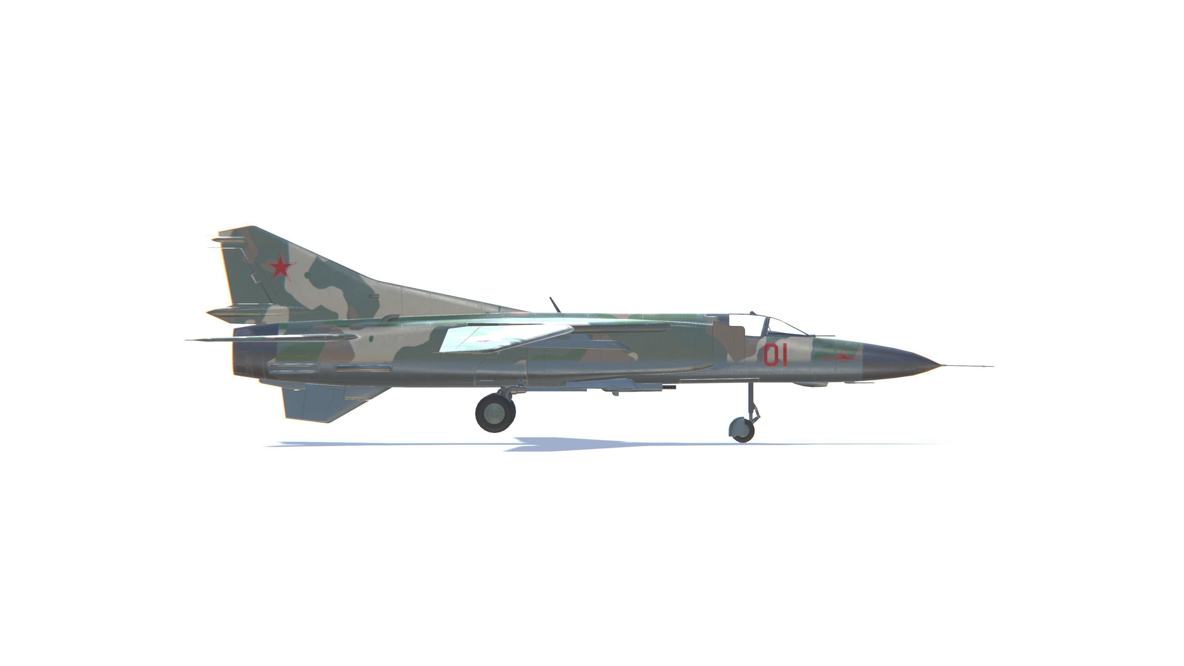 MIG-23 Flogger Jet Fighter Aircraft Low-poly 3D model_19