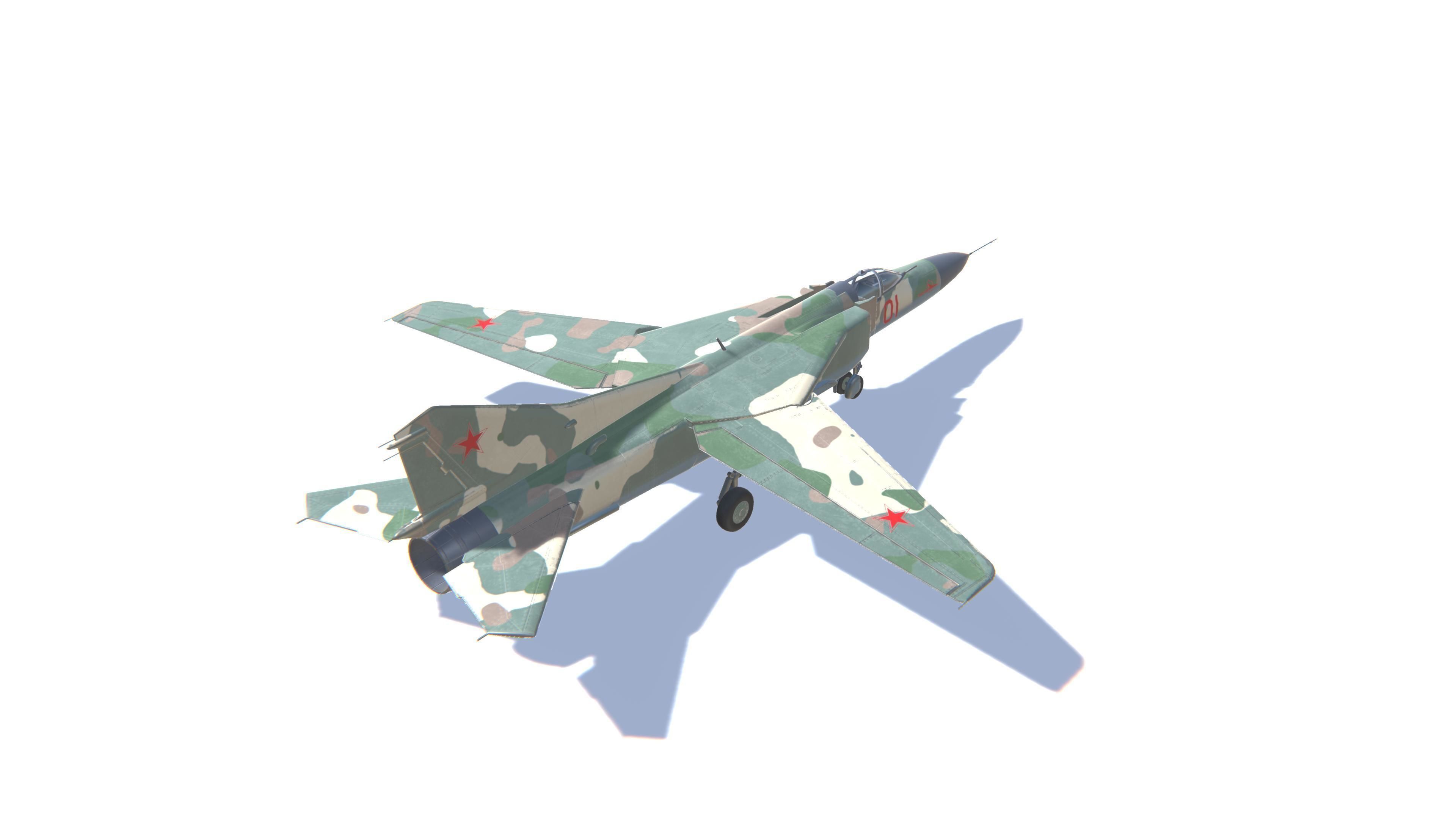 MIG-23 Flogger Jet Fighter Aircraft Low-poly 3D model_5