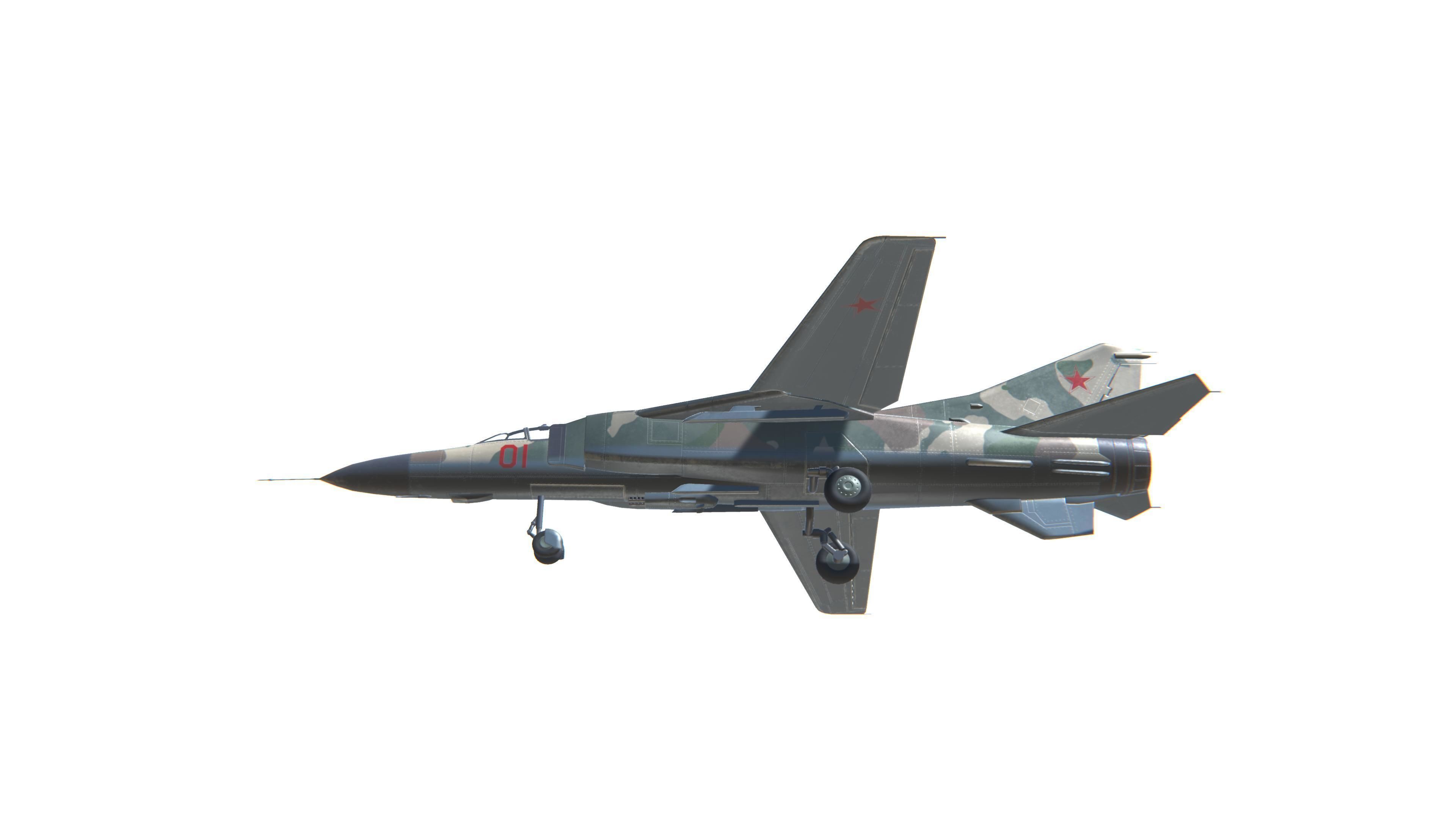 MIG-23 Flogger Jet Fighter Aircraft Low-poly 3D model_17
