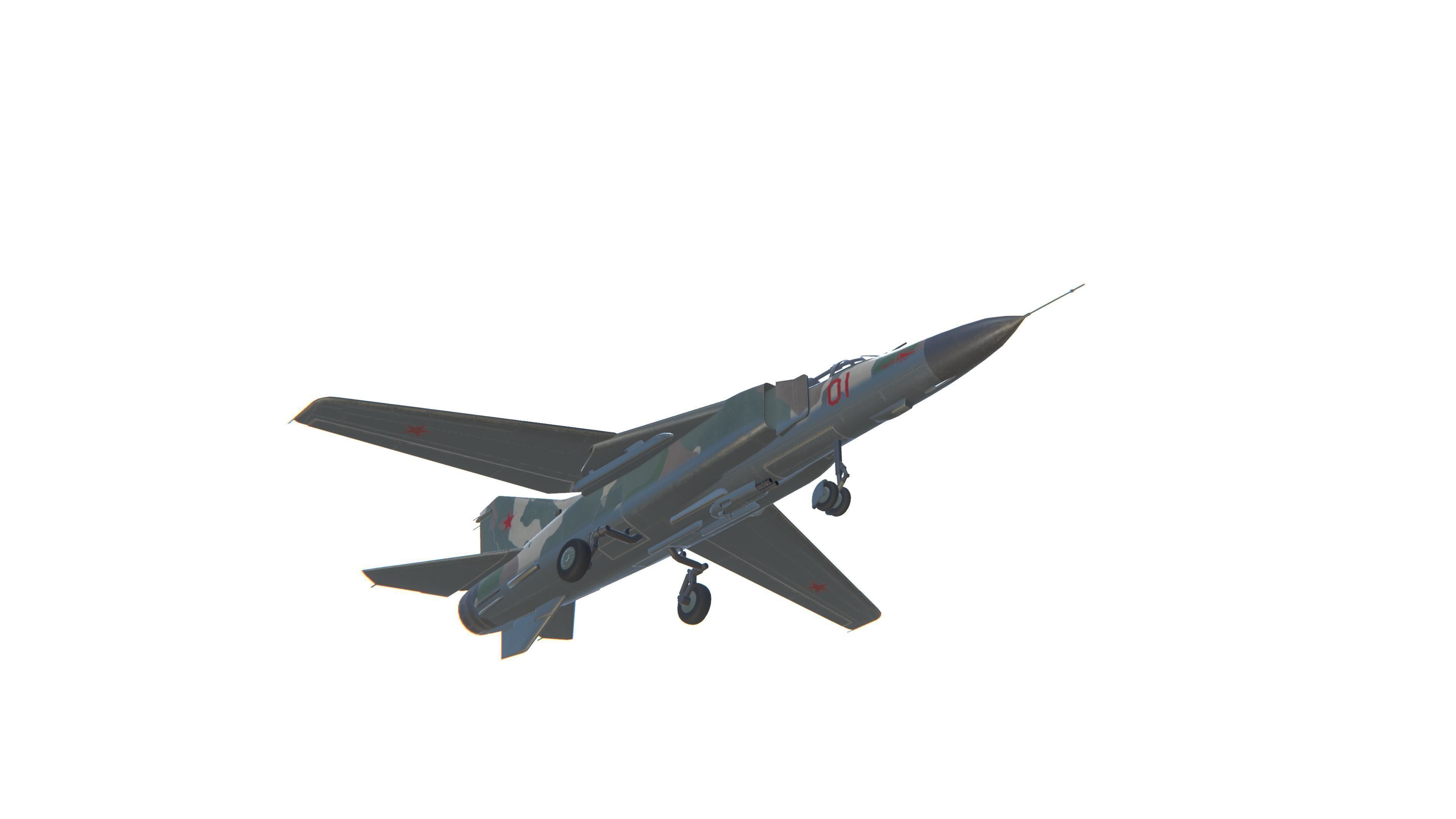 MIG-23 Flogger Jet Fighter Aircraft Low-poly 3D model_12