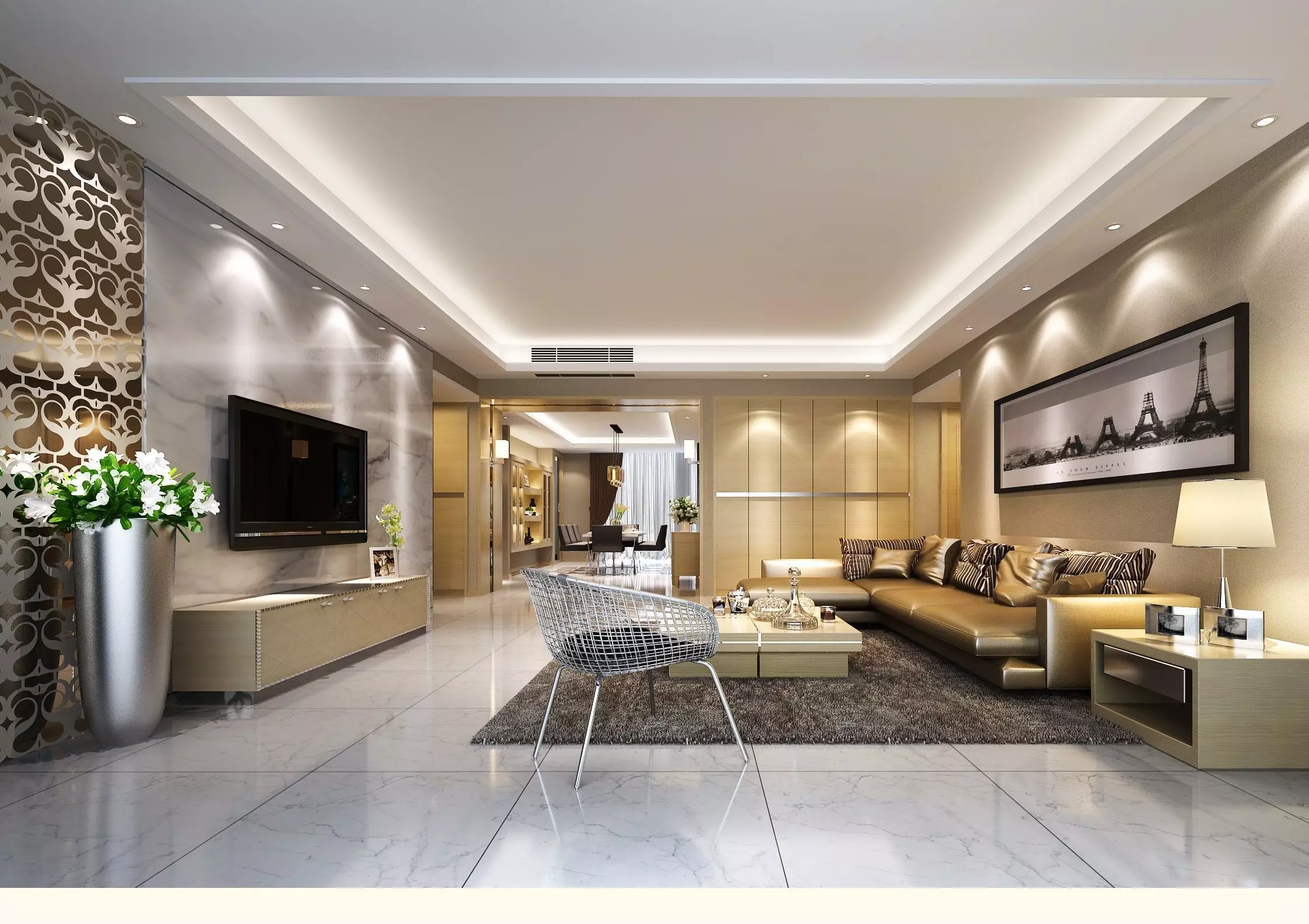 3d living room design 3D model_0