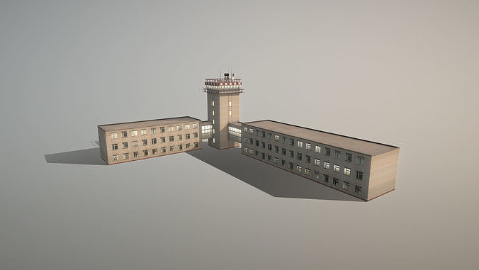 Airport Control Tower URKK KDP Low-poly 3D model