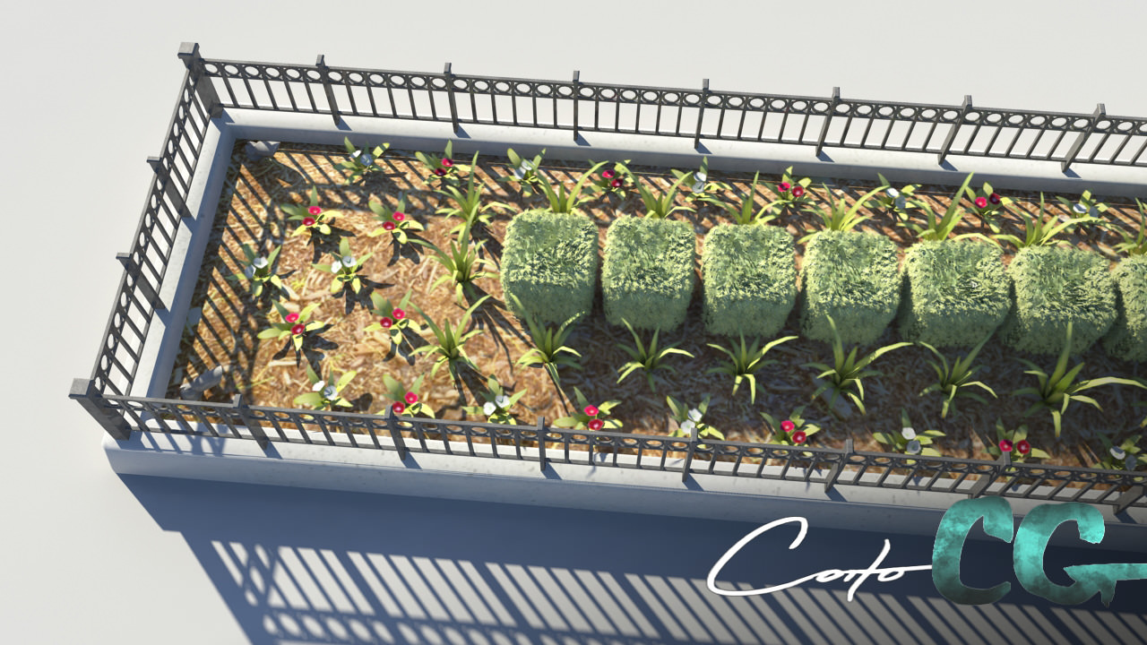 Fenced Planter Bed 3D model_2