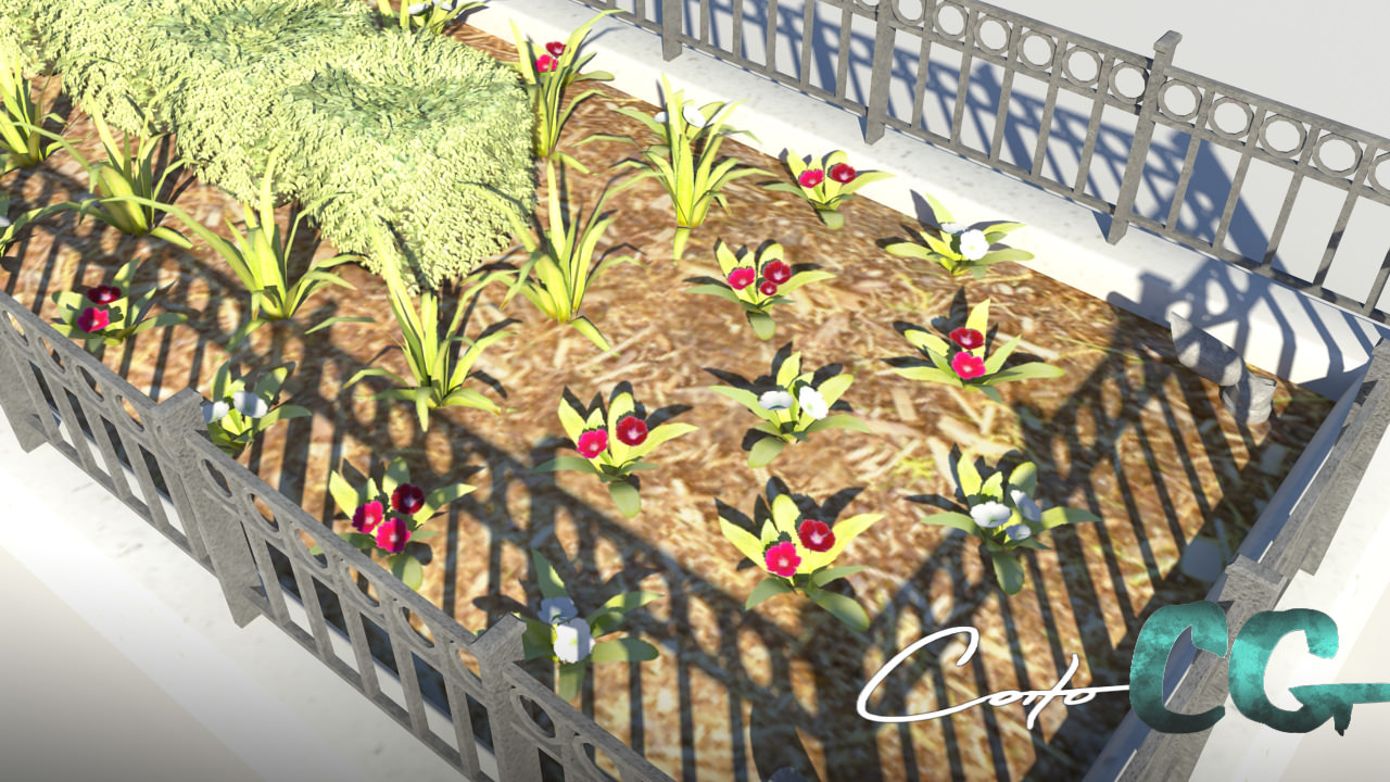 Fenced Planter Bed 3D model_4