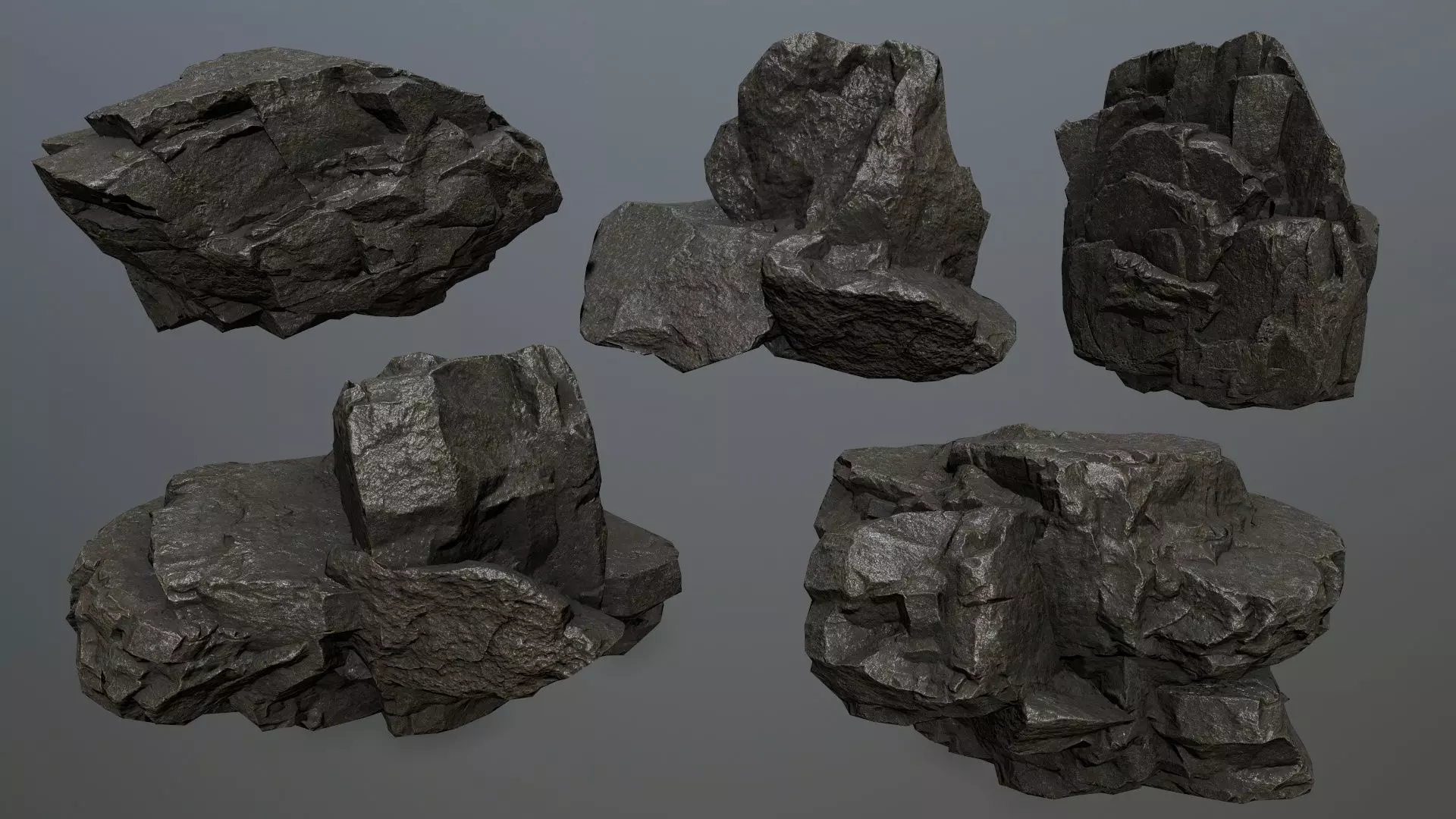 Rock set 2 Low-poly 3D model_0