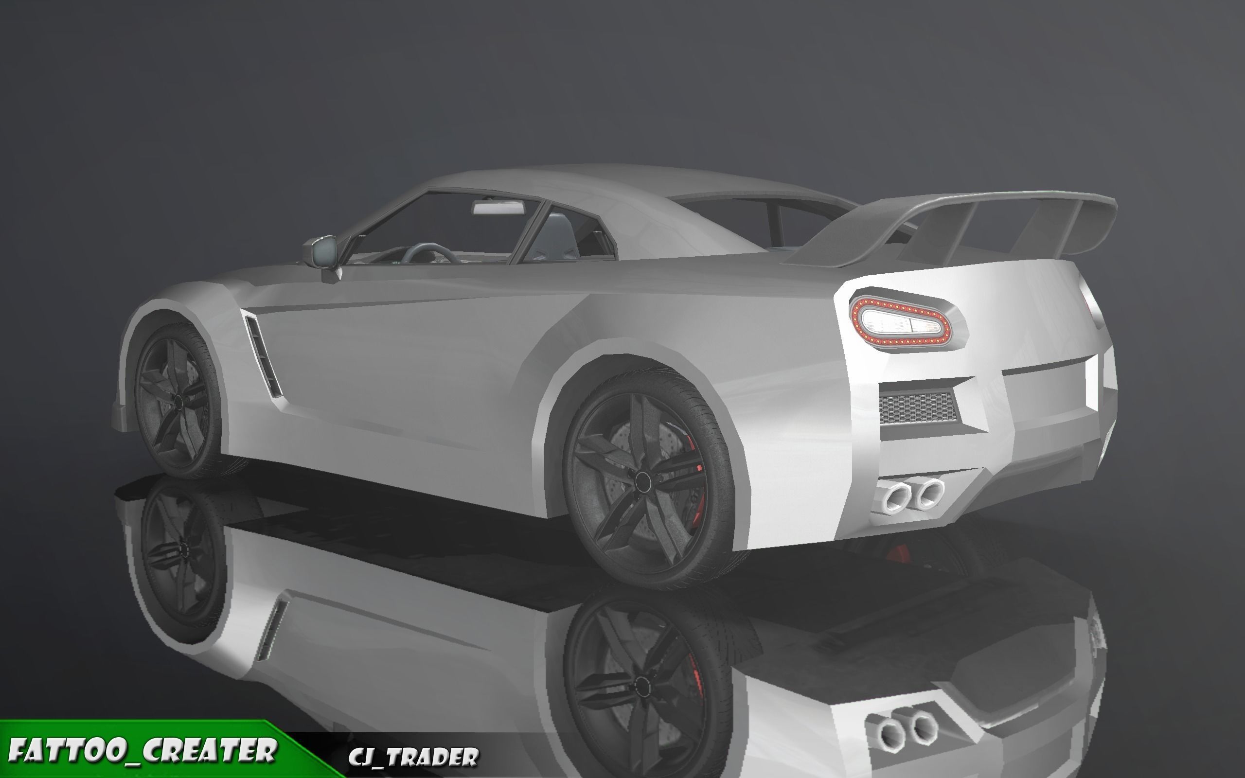 Low-poly Racing Spoiler Car 3D Model Low-poly 3D model_4