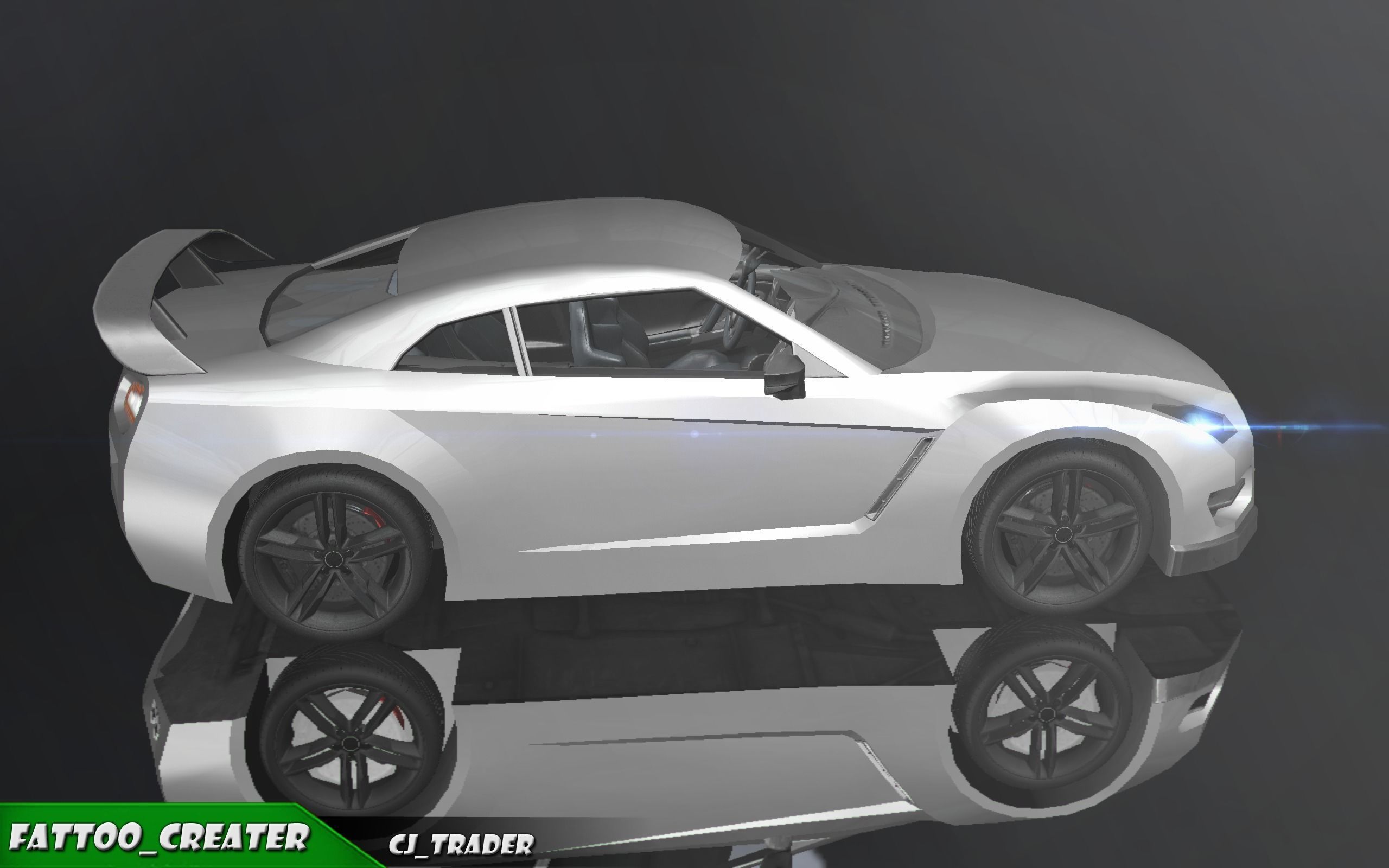 Low-poly Racing Spoiler Car 3D Model Low-poly 3D model_3