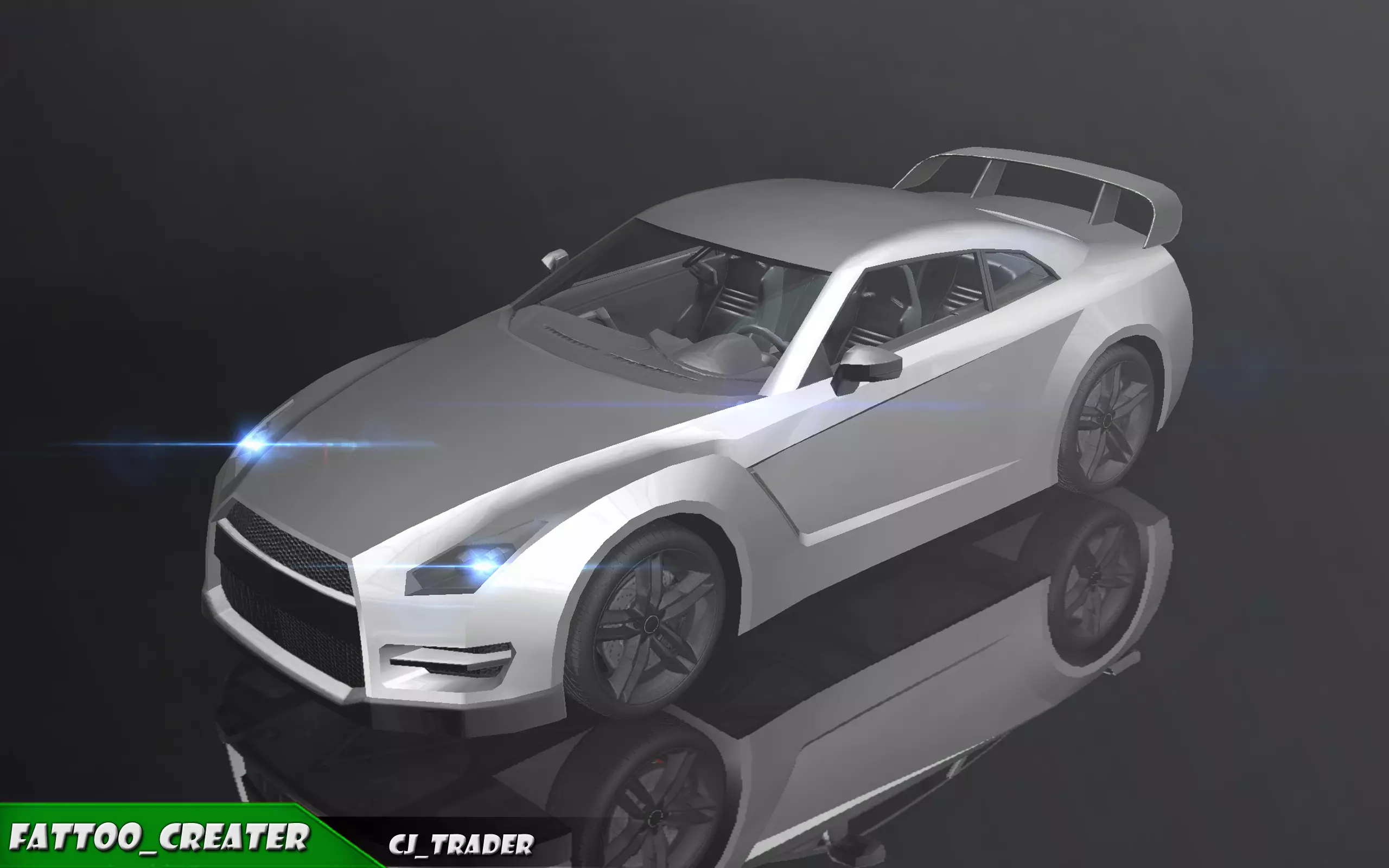 Low-poly Racing Spoiler Car 3D Model Low-poly 3D model_0