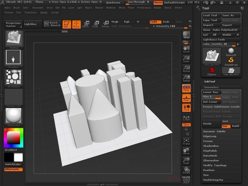 Buildings Brush 3D model_3