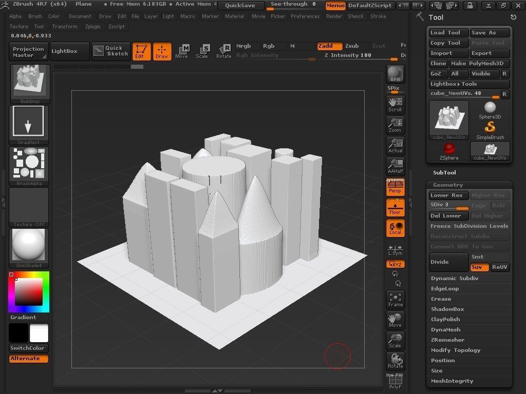 Buildings Brush 3D model_2