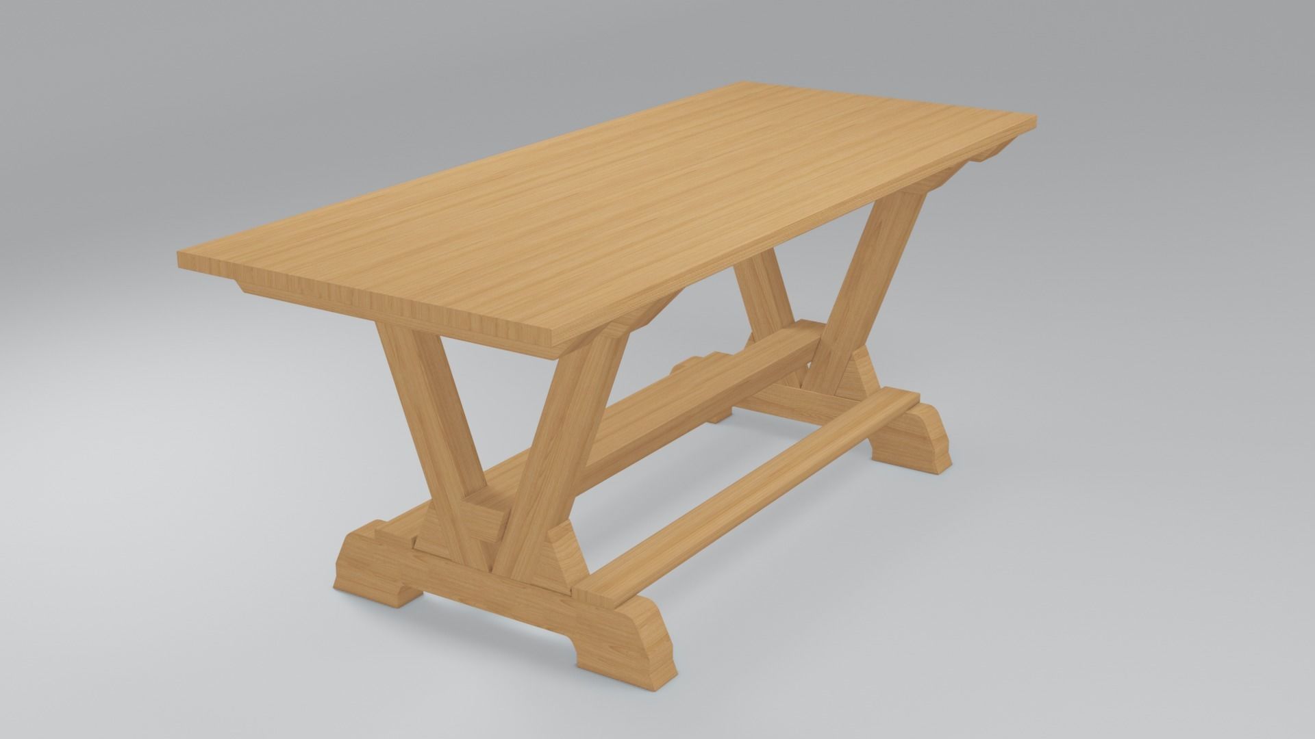 Wooden table 3d model 3D model_2