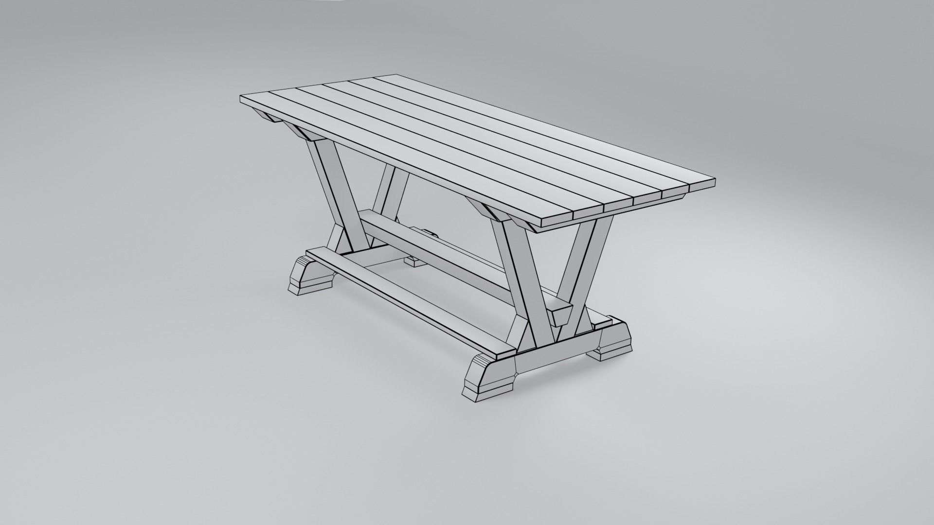 Wooden table 3d model 3D model_5