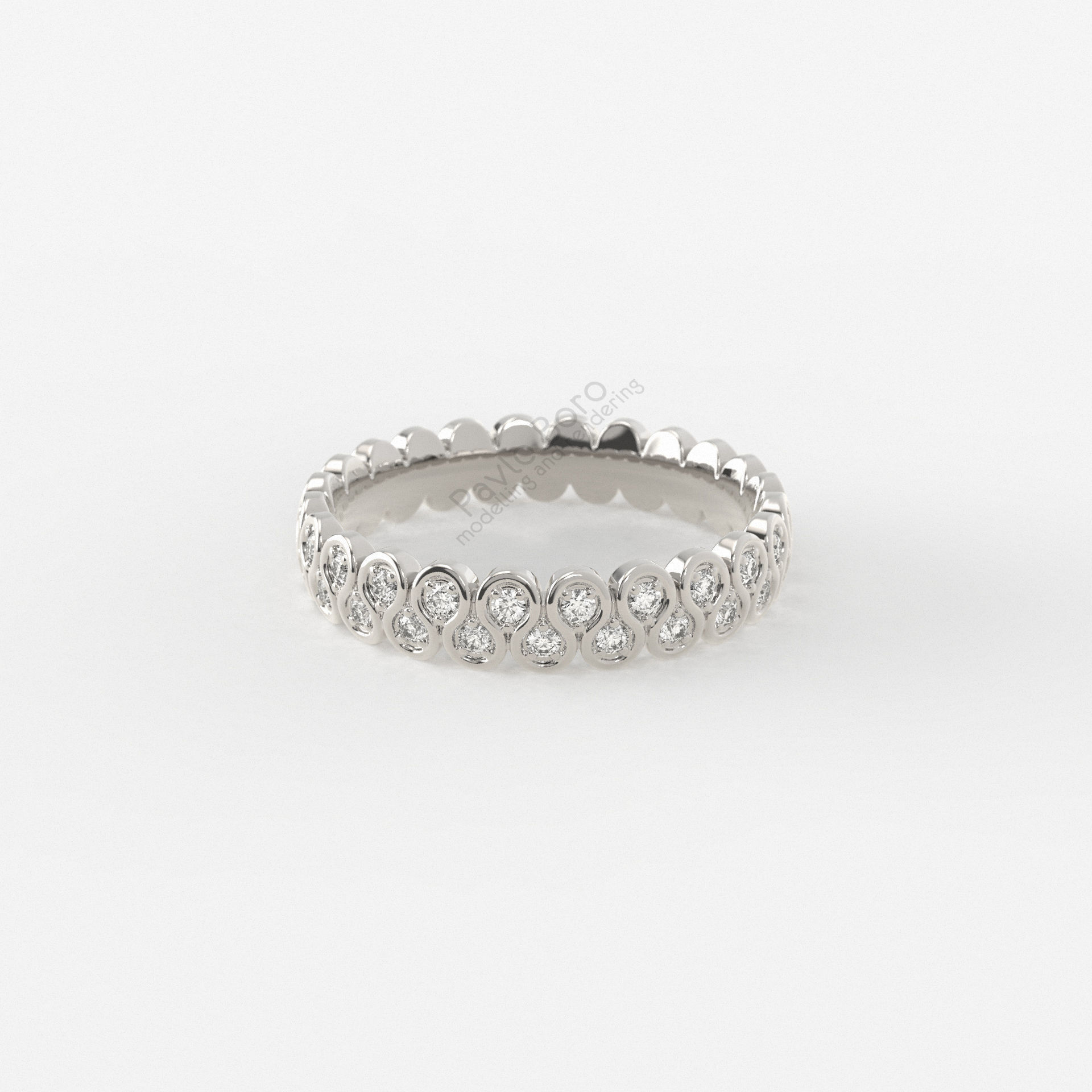 Fashion Gold  Rings with diamonds  3D print model_5
