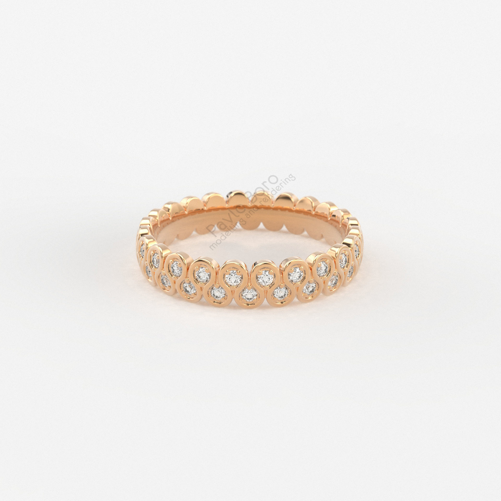 Fashion Gold  Rings with diamonds  3D print model_6