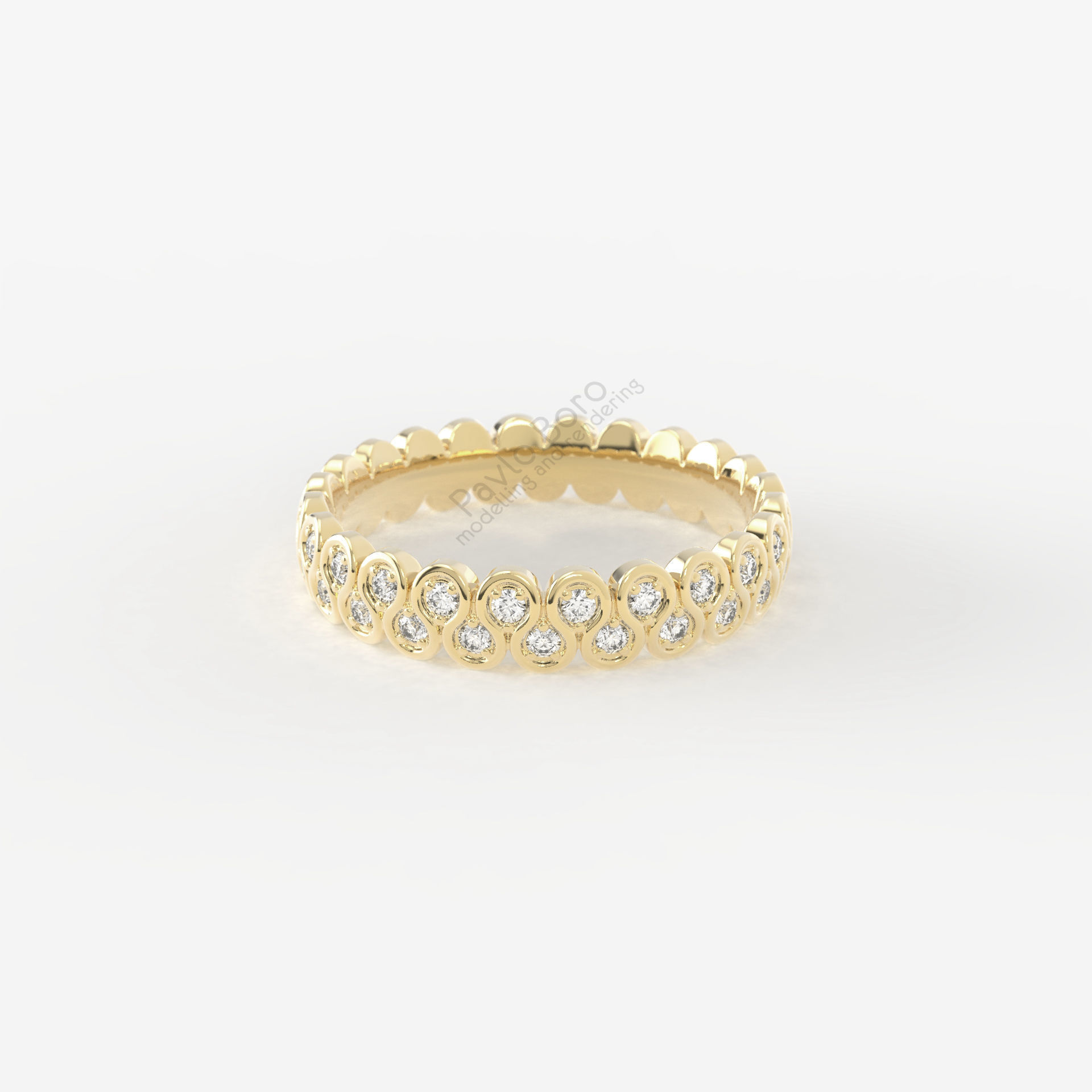Fashion Gold  Rings with diamonds  3D print model_4