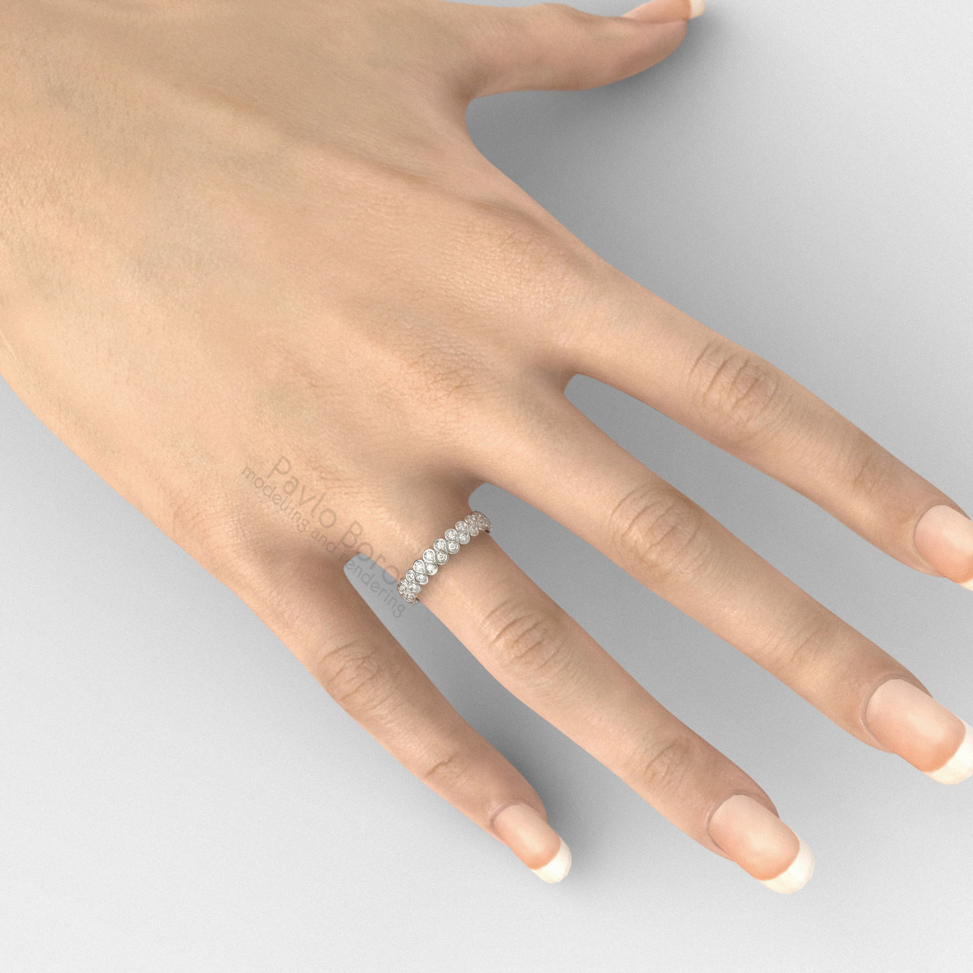 Fashion Gold  Rings with diamonds  3D print model_3