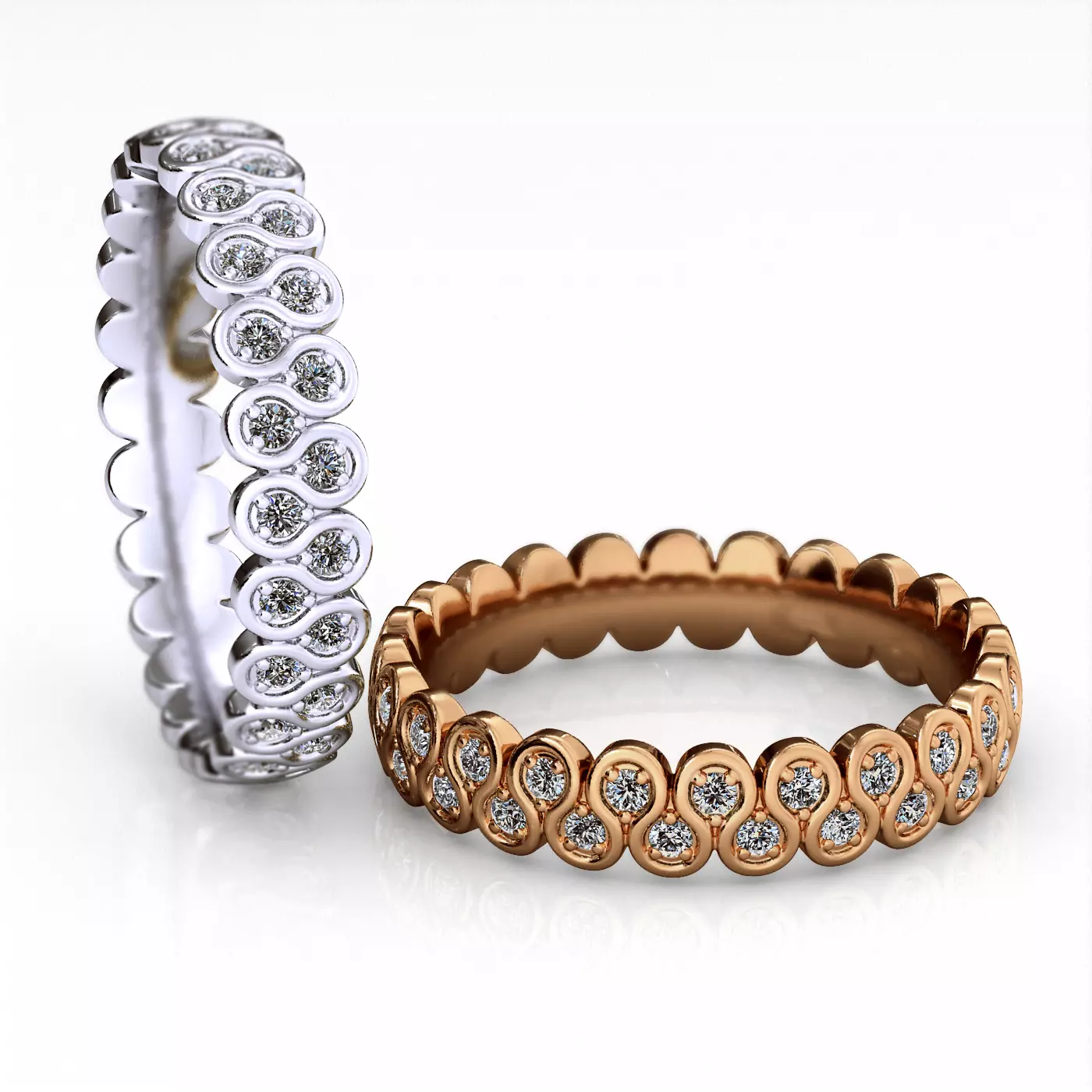 Fashion Gold  Rings with diamonds  3D print model_0