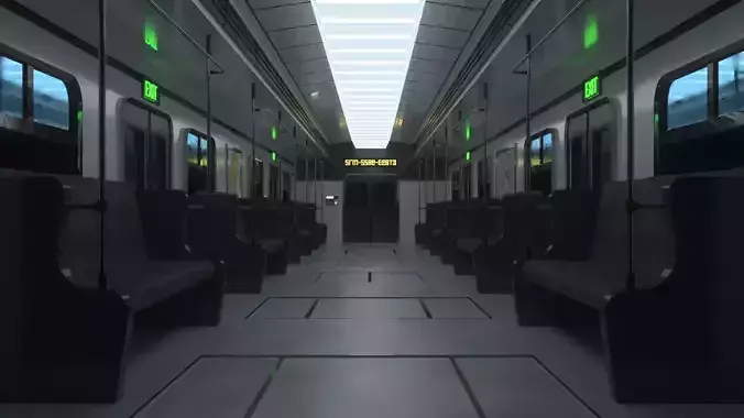 Subway Modern Train Interior with Leather Seats
