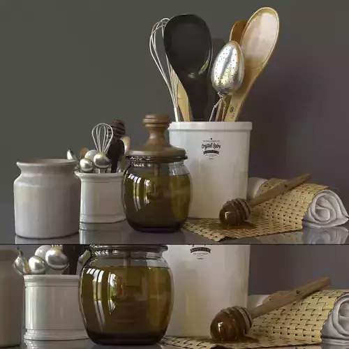Decorative set kitchen utensils and spoons
