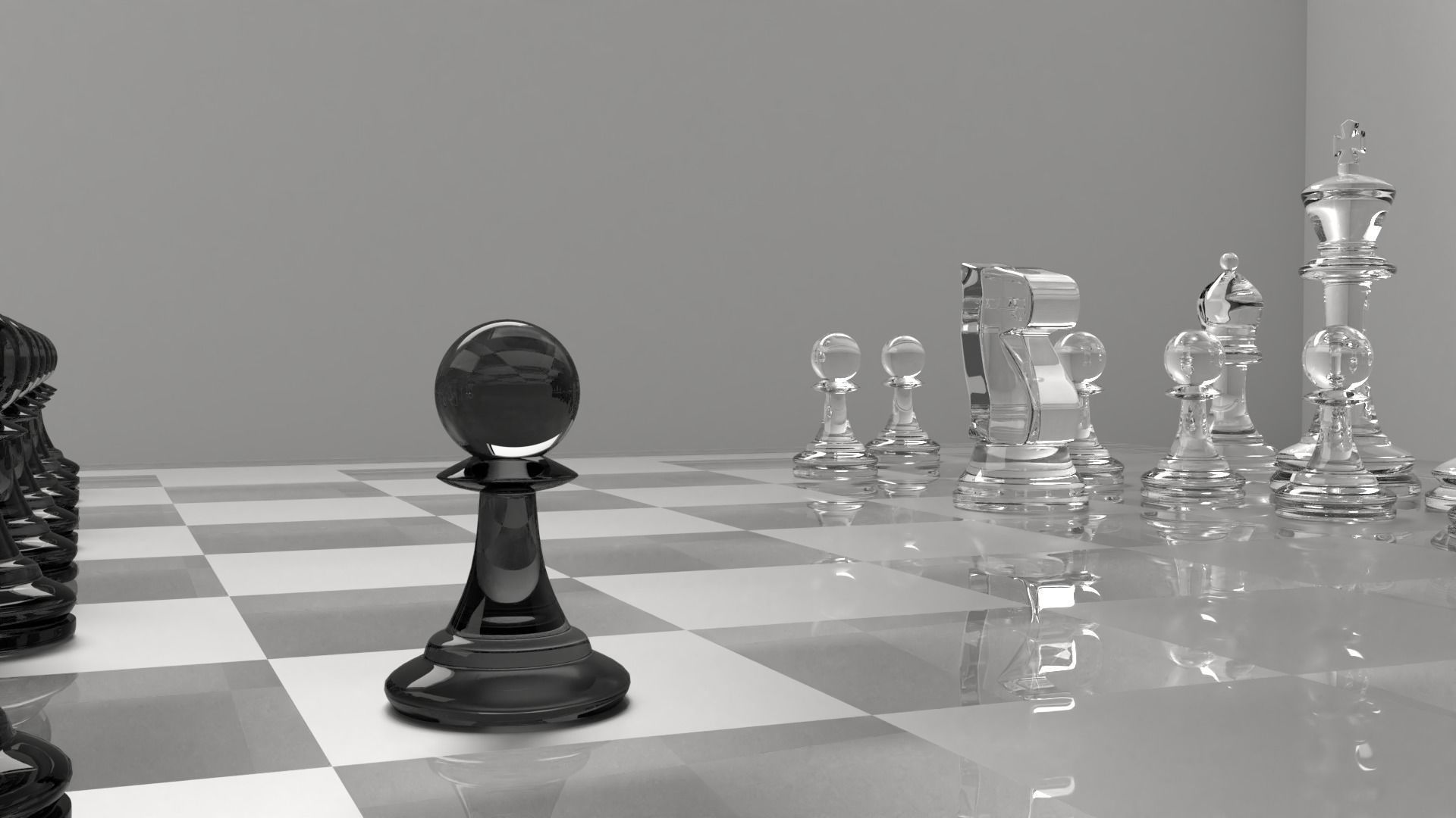 Glass Chess Board 3D model_2