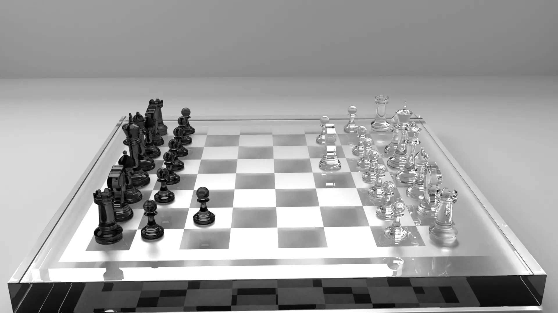 Glass Chess Board 3D model_0