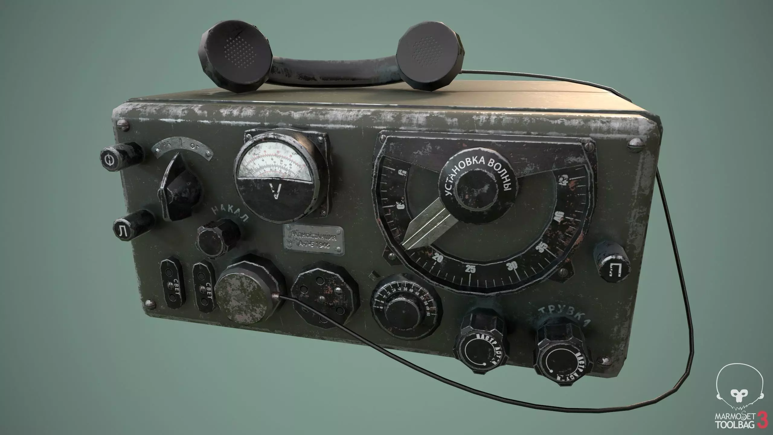 Military radio Low-poly 3D model_0