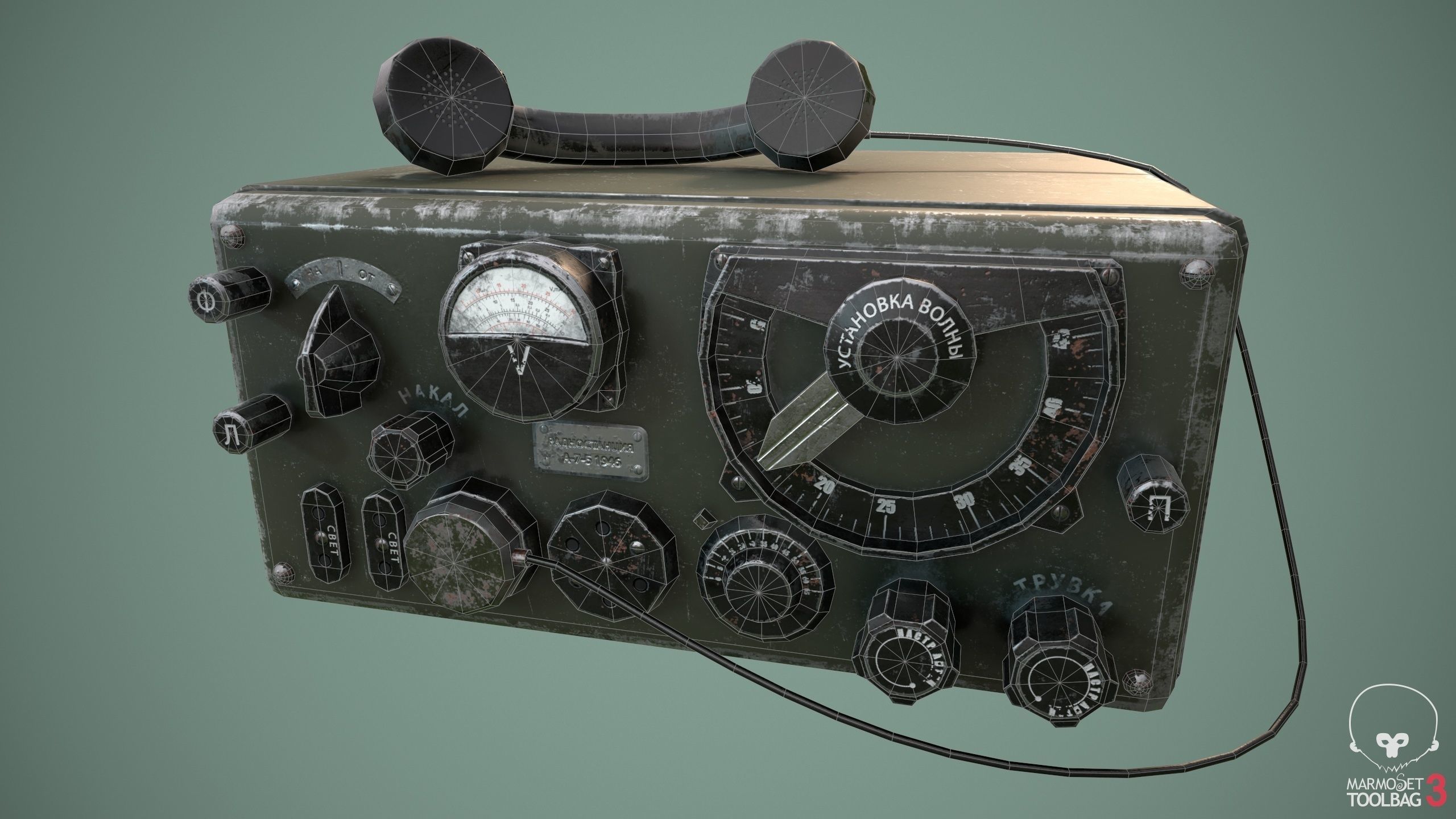 Military radio Low-poly 3D model_2