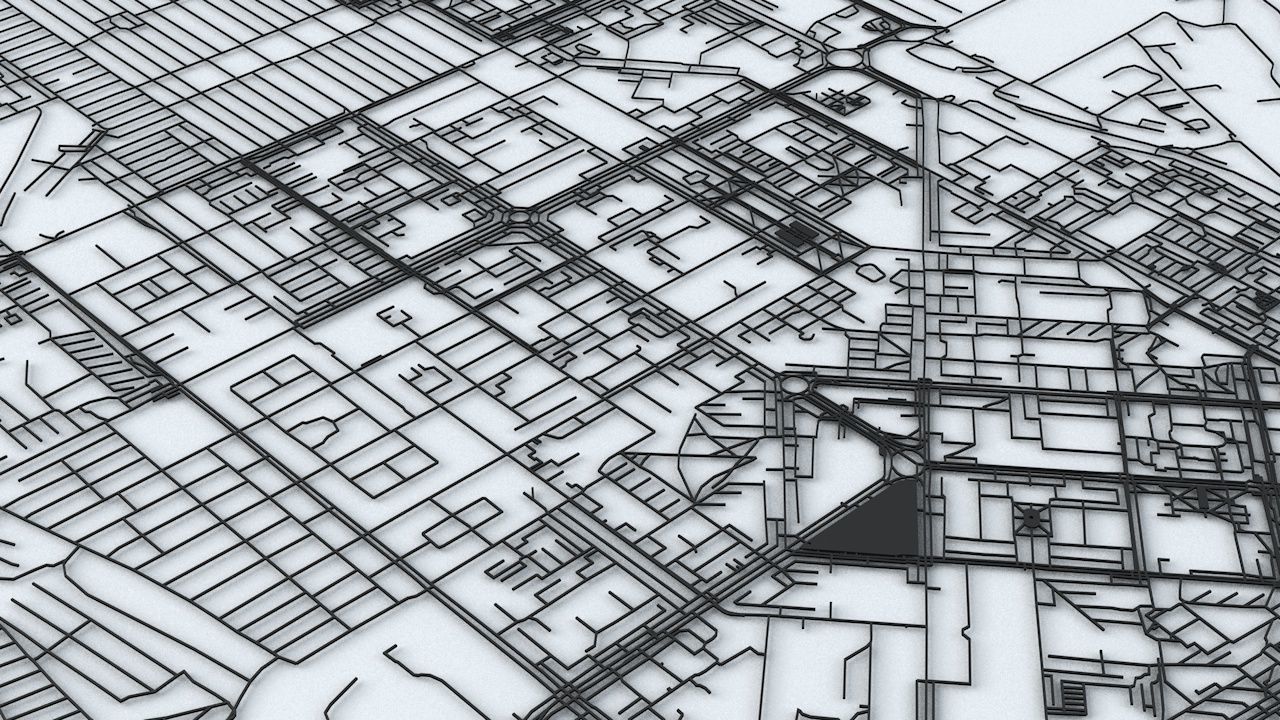 Novosibirsk Road Network and Streets 3D model_3