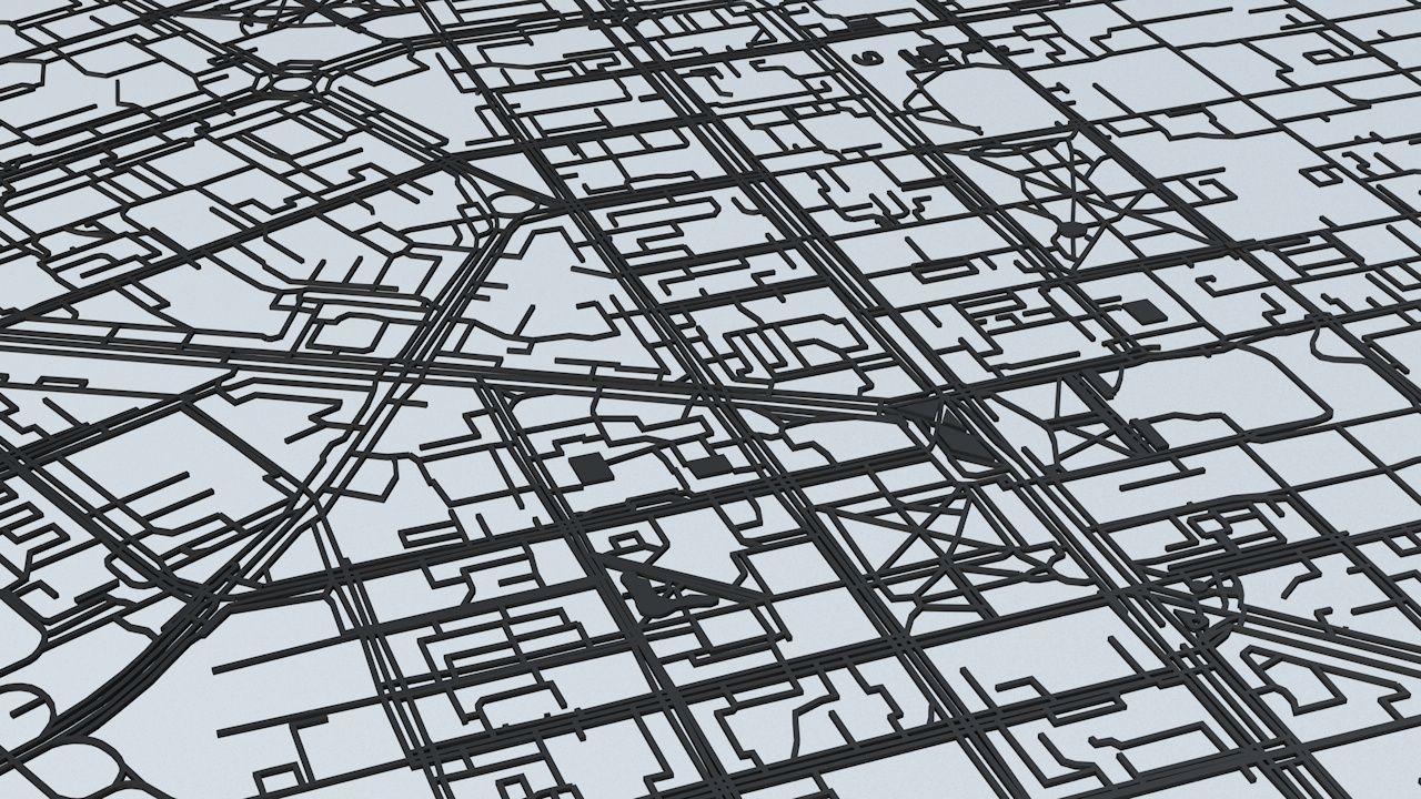 Novosibirsk Road Network and Streets 3D model_4